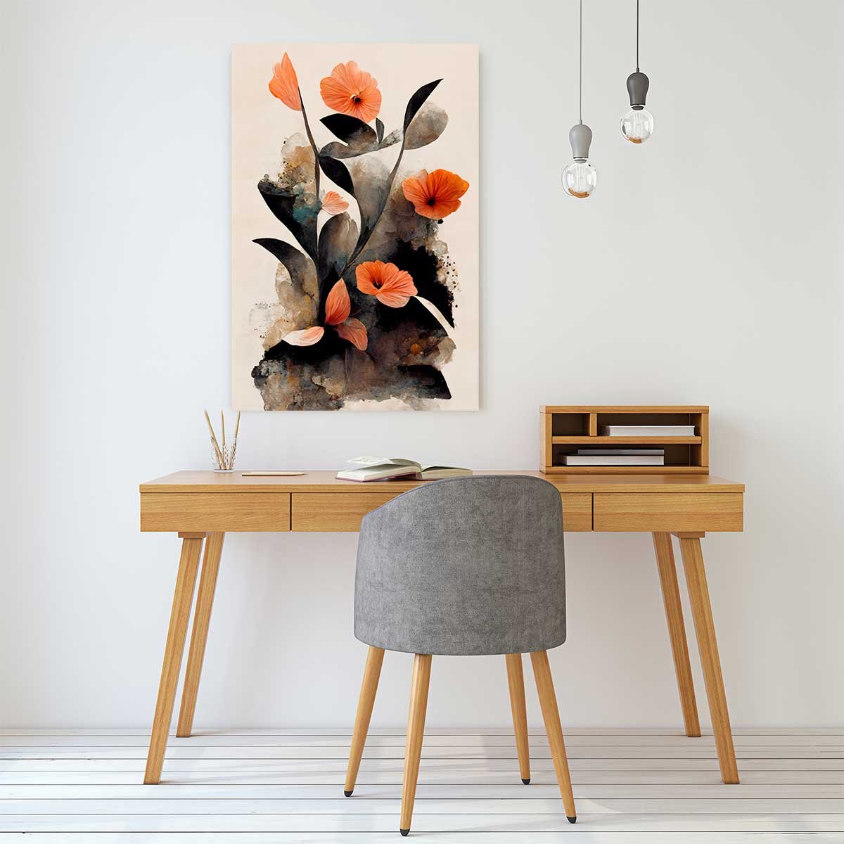 Tableau nature morte fleur corail tableau alu dibond, HEXOA