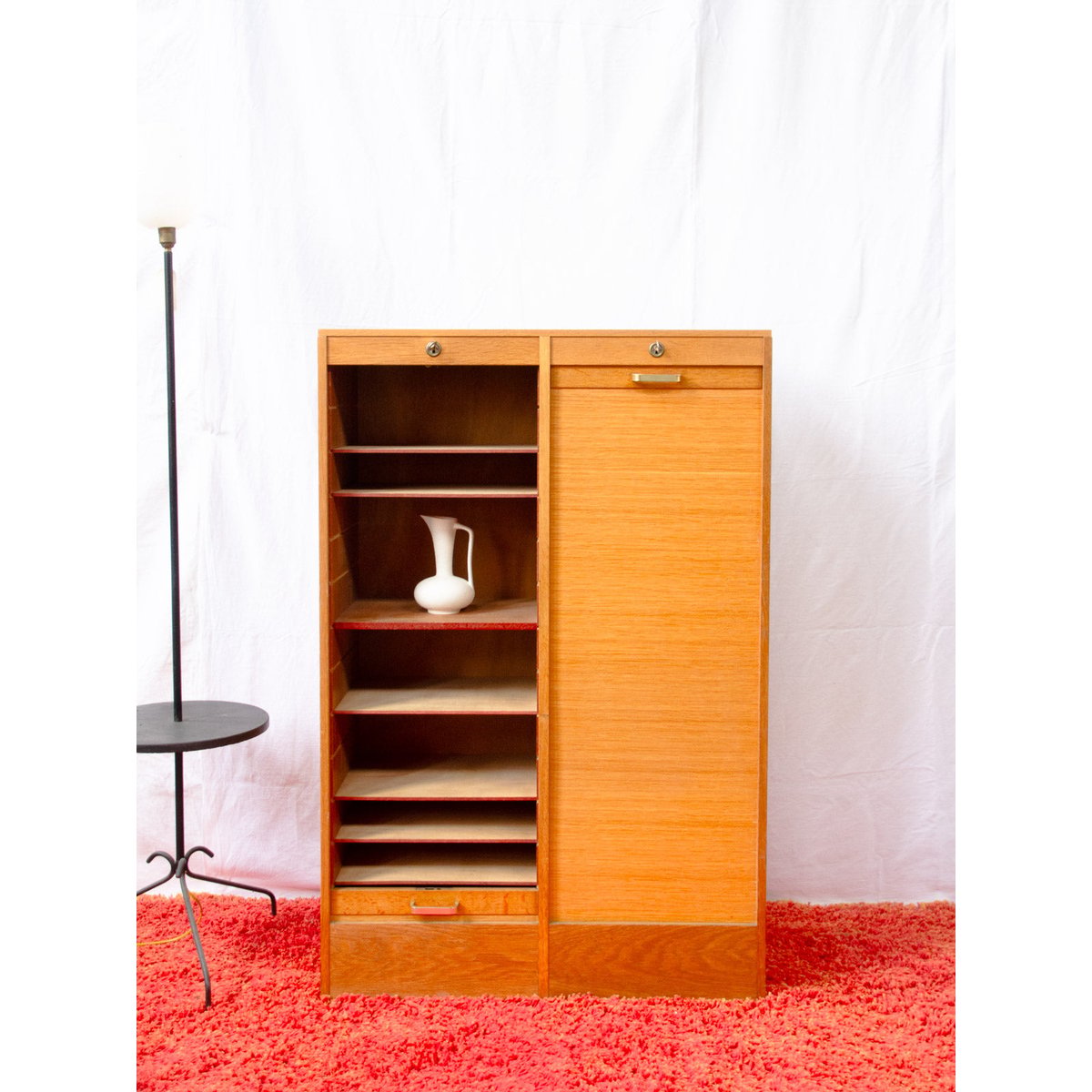 Meuble de métier en chêne Fernand N°485 - Bon état bois foncé, DEBONGOUT