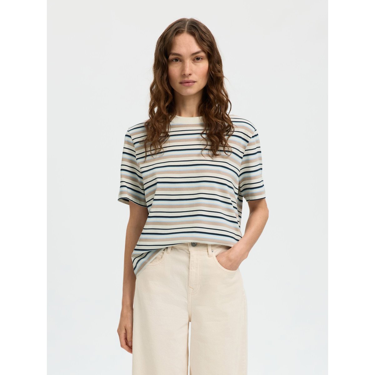 T-Shirt cashmere blue 2, SELECTED