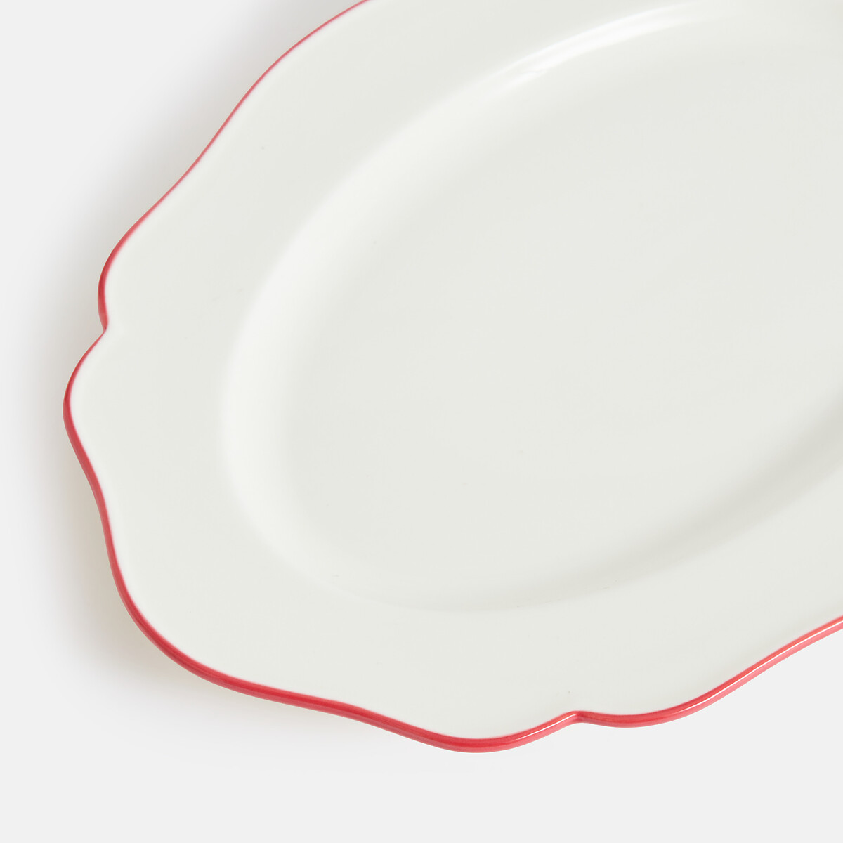 Plat de présentation grand modèle, en porcelaine, COLOMBE blanc/rouge, LA REDOUTE INTERIEURS