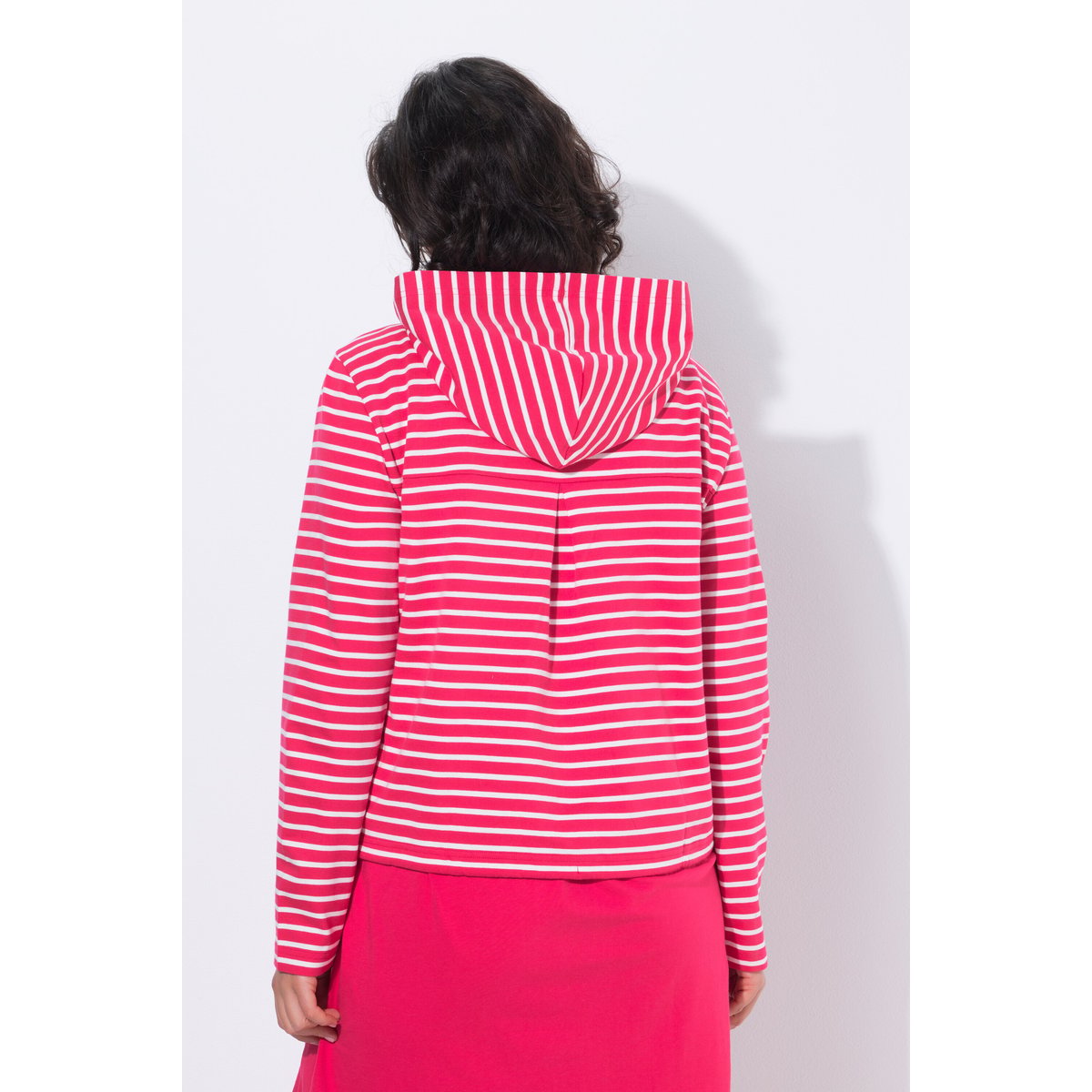 Veste en molleton rayé rouge azalée, ULLA POPKEN
