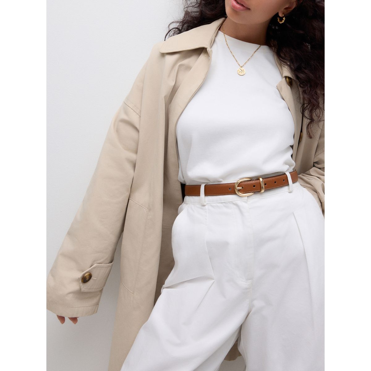 Ceinture en cuir moyenne italie n. premium marron fauve, NEXT