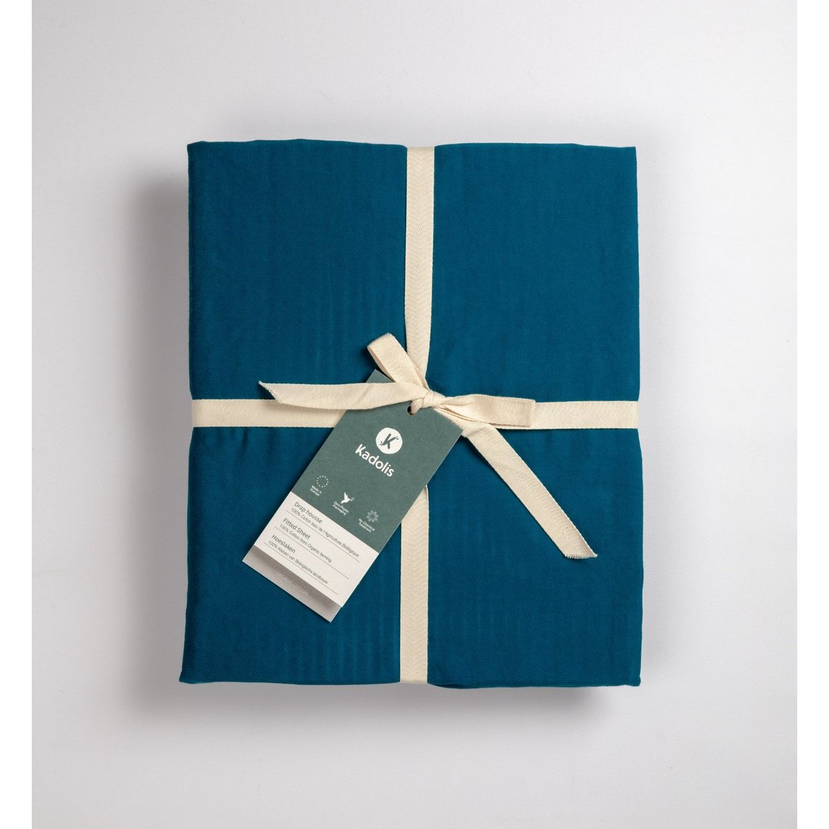 Drap housse 1 personne PUR COTON BIO bleu nuit, KADOLIS