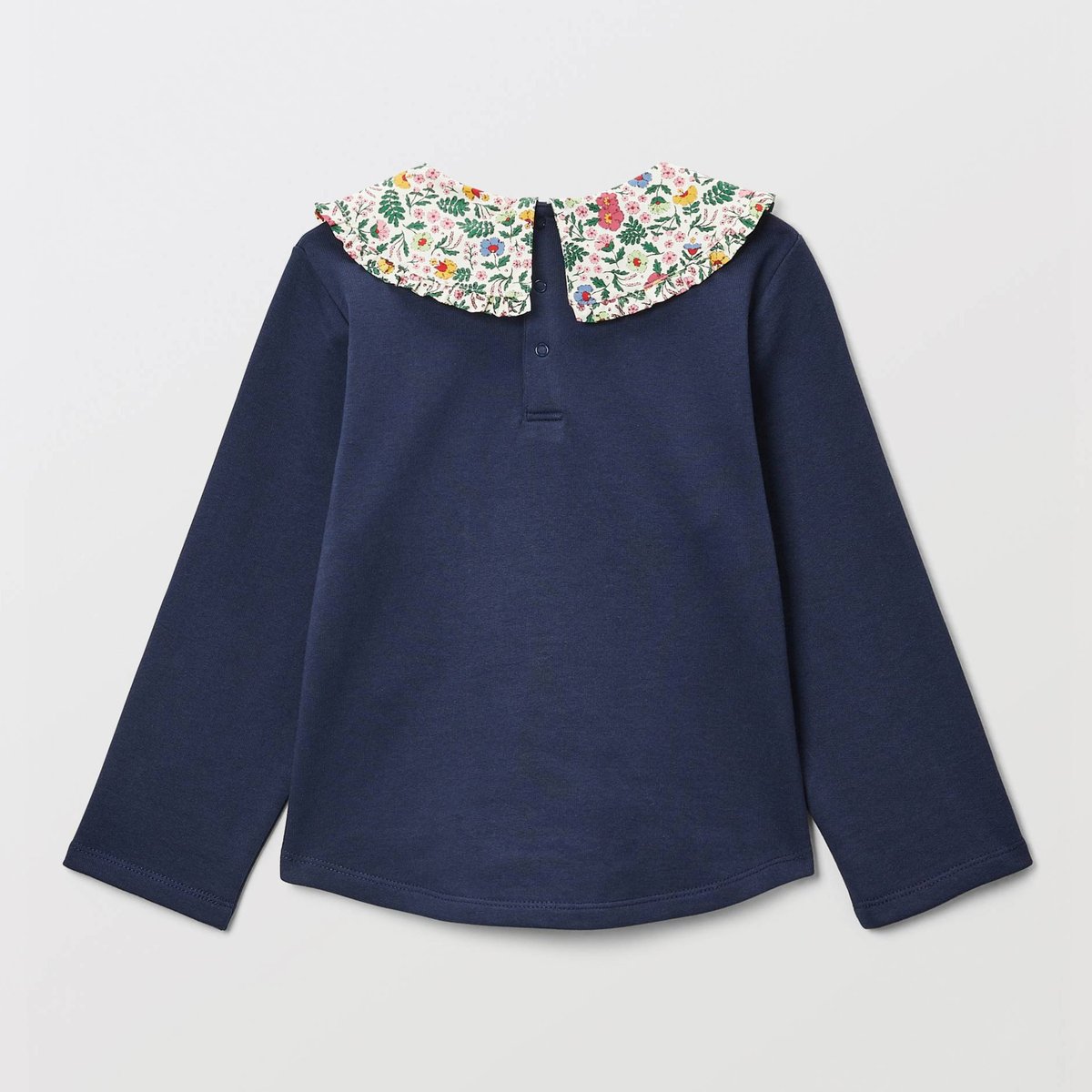 Sweat avec col imprimé fleuri en coton marine, MONOPRIX