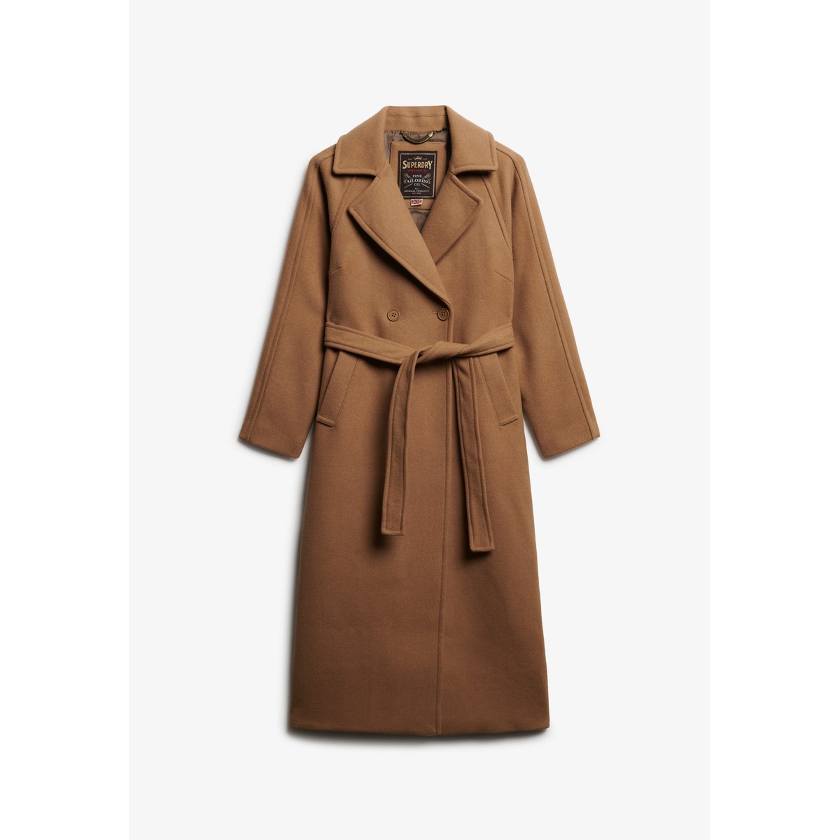 Manteau Long Mélange de Laine Décontracté brun café glacé, SUPERDRY