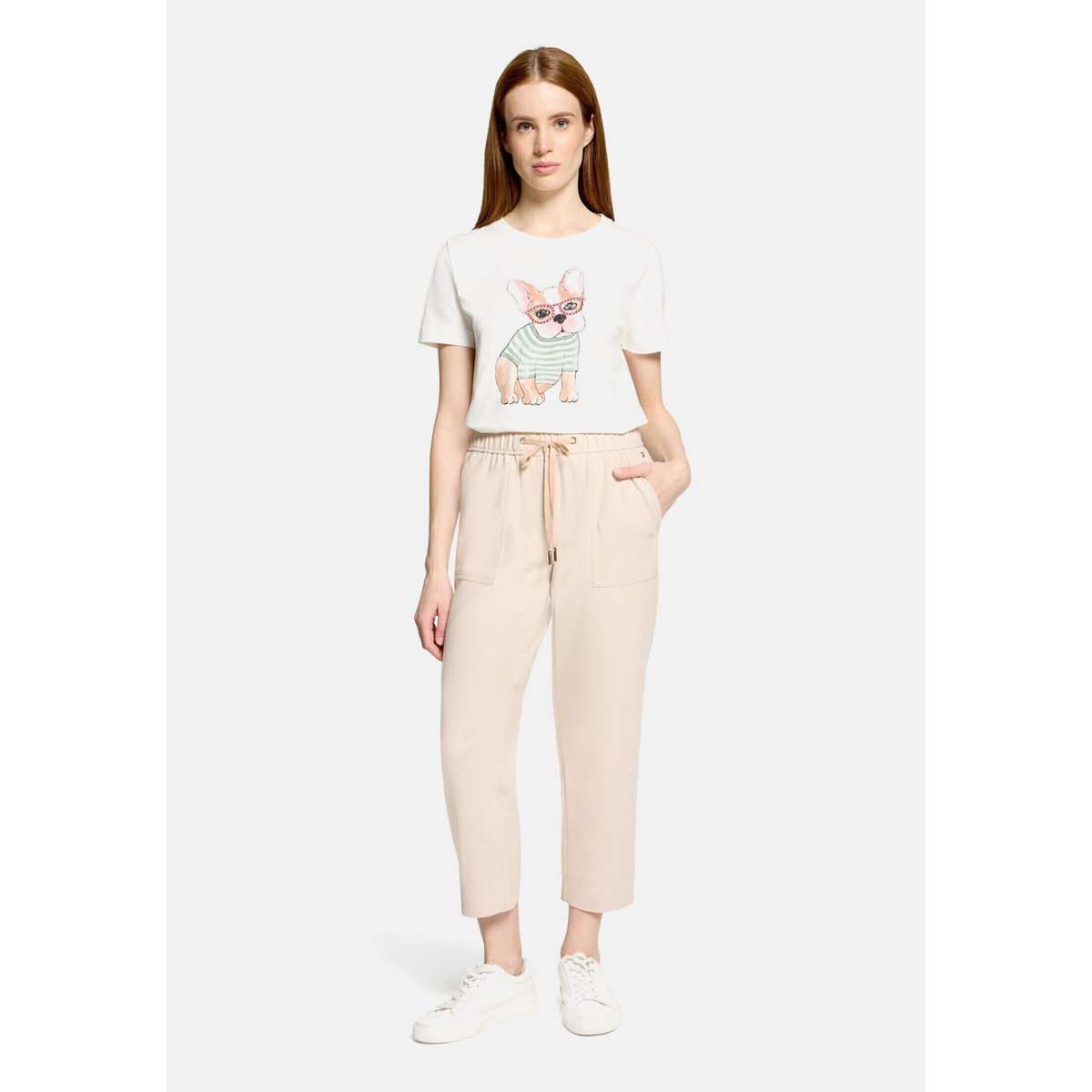 Pantalon casual à taille élastique taupe/cream, BETTY & CO