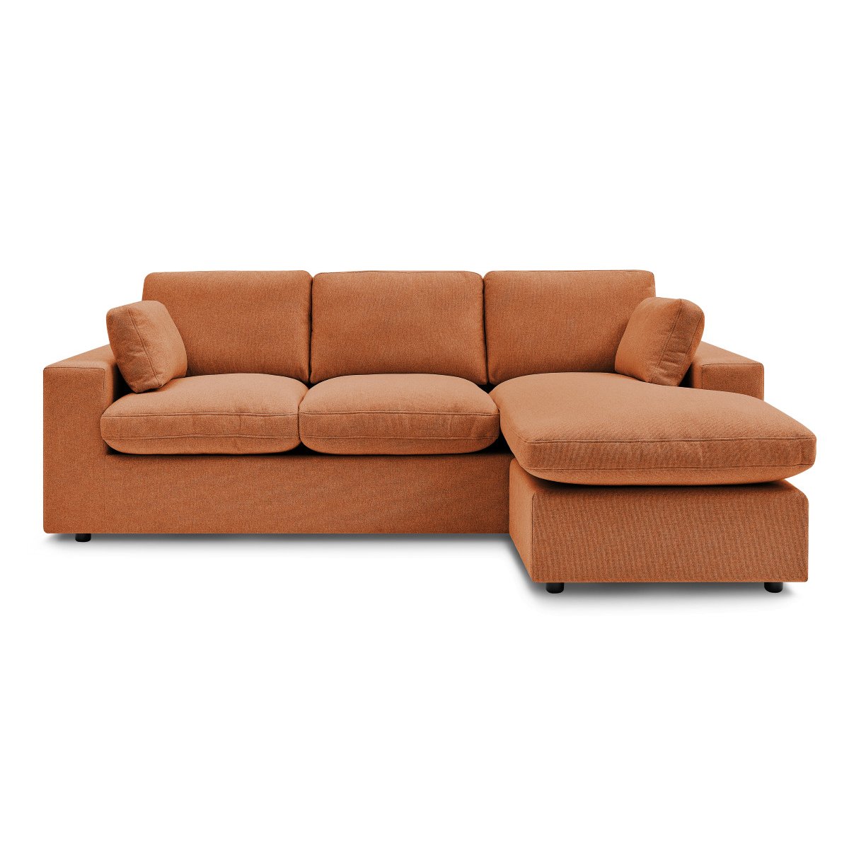 Canapé d'angle fixe 3 places en tissu, BELAIR orange, BOBOCHIC