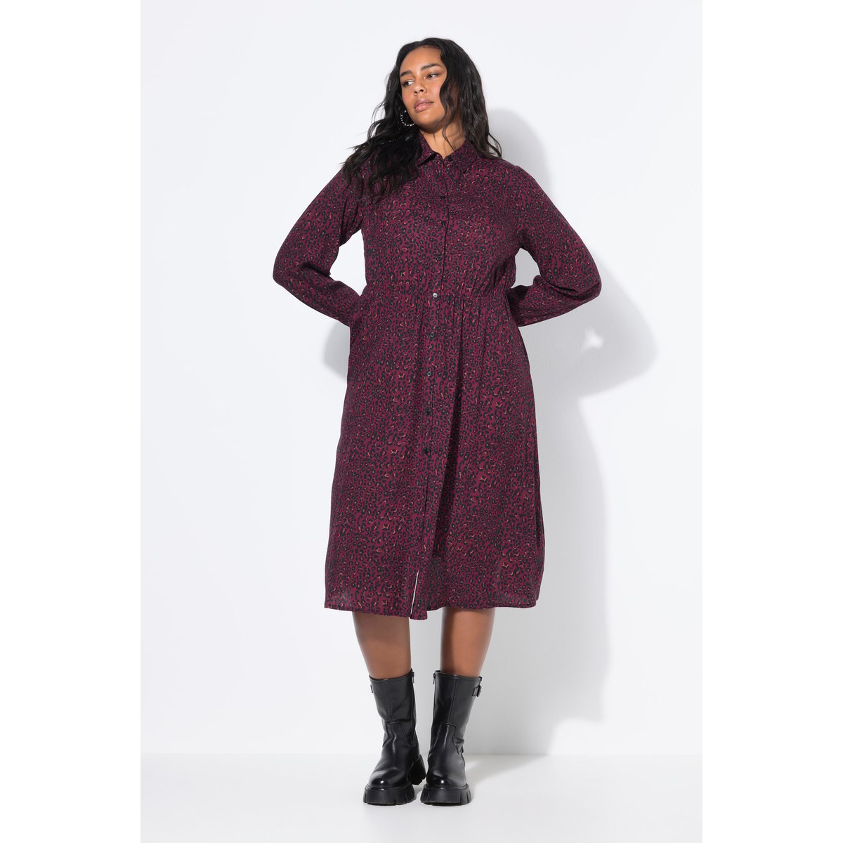 Robe maxi coupe trapèze, imprimé léopard rouge vin, STUDIO UNTOLD