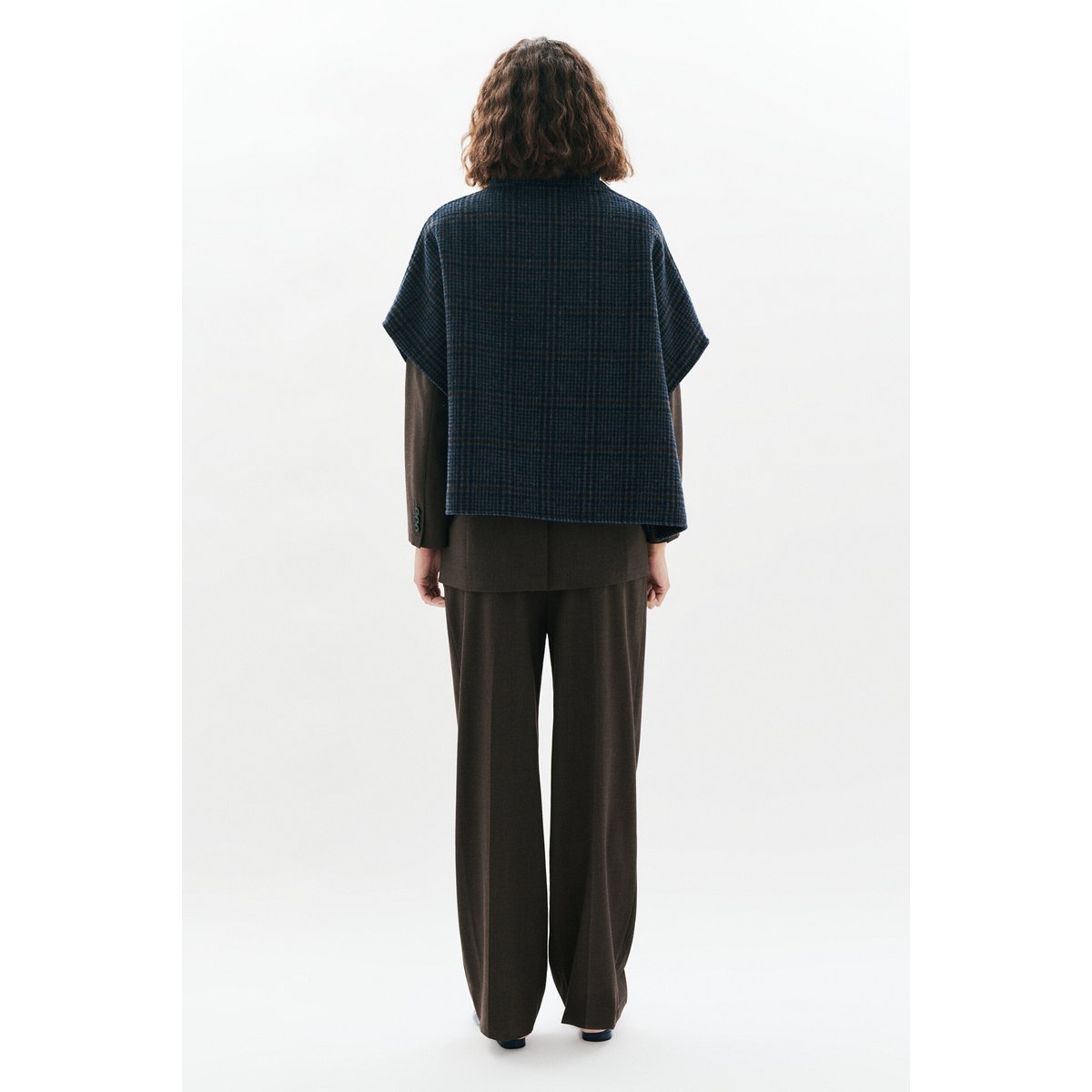 Poncho court en laine HOLAN bleu marine, CAROLL