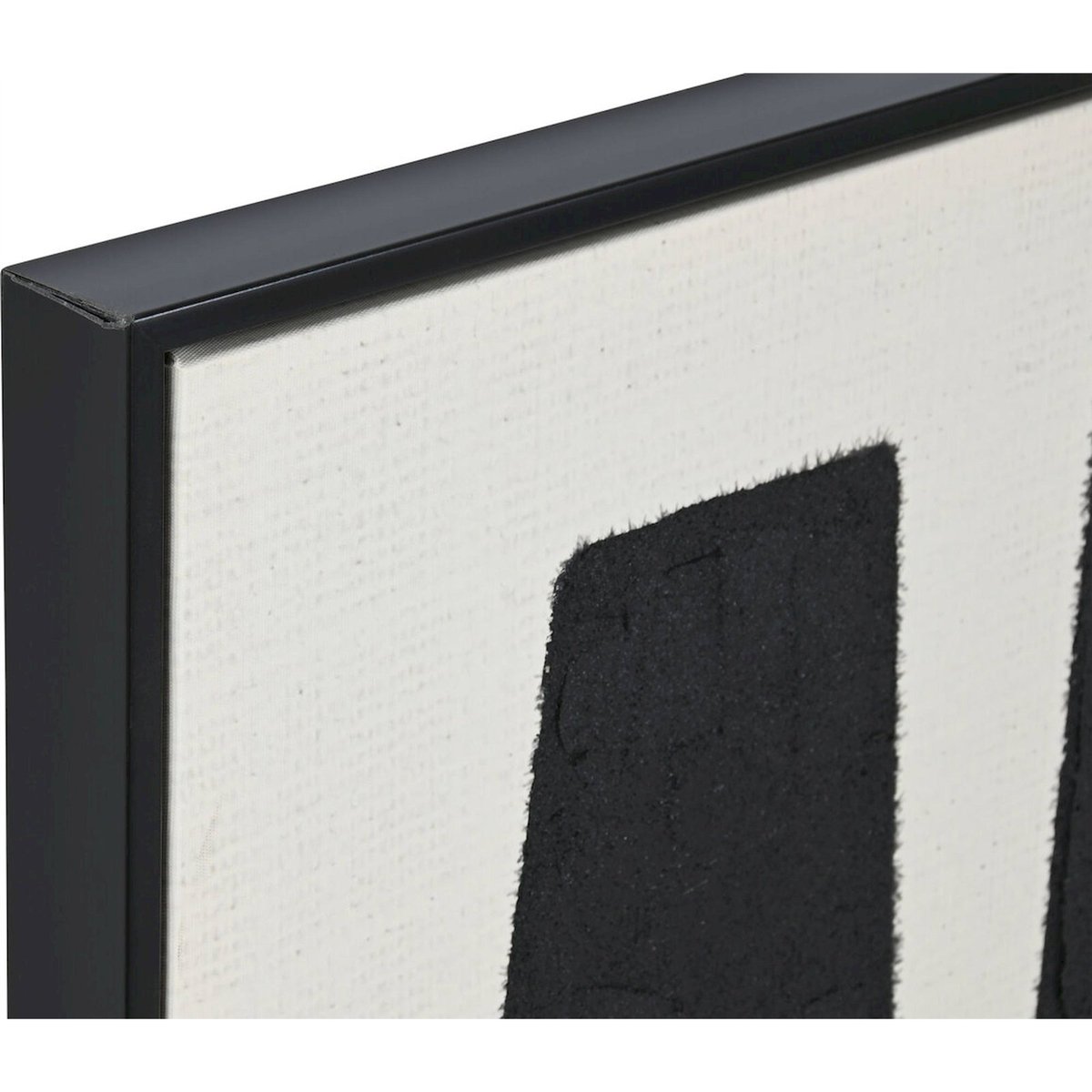 Tableau moderne en toile rectangulaire peint à la main Moderno noir texturé sur fond blanc, RECOLLECTION