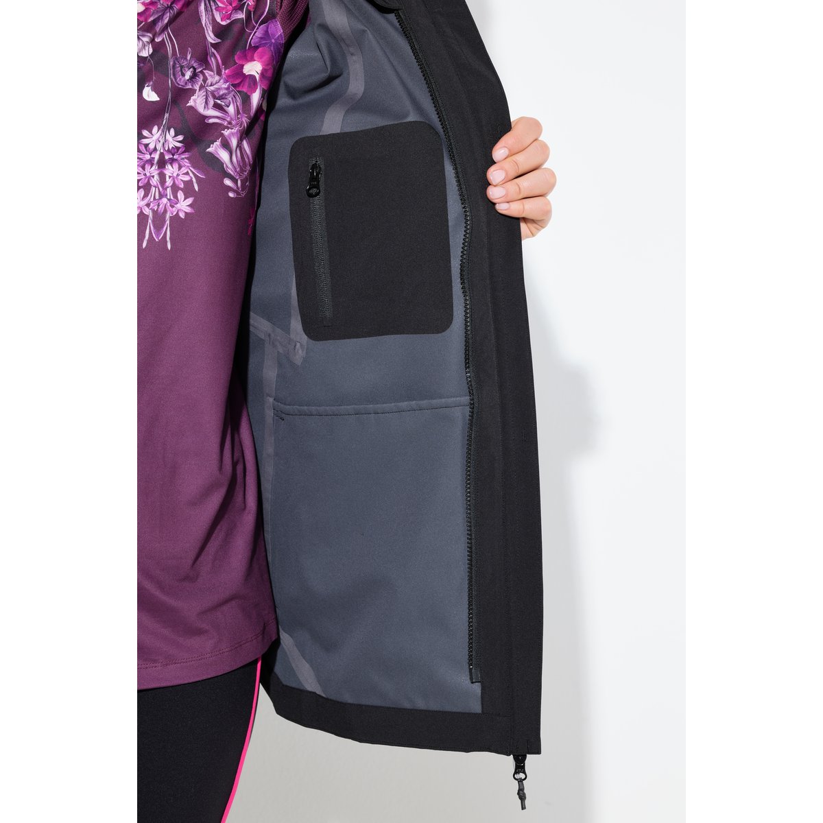 Veste à capuche ultra technique, imperméable noir, ULLA POPKEN