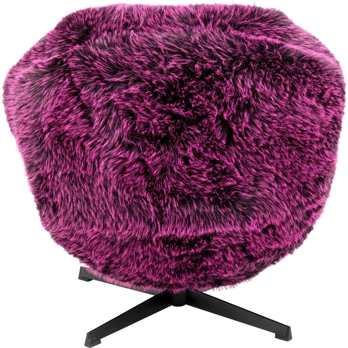 Fauteuil pivotant en polyester poils longs, CUTIE violet, KARE DESIGN