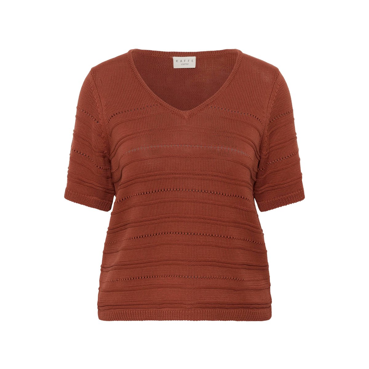 Pullover tricoté marron henna, KAFFE CURVE