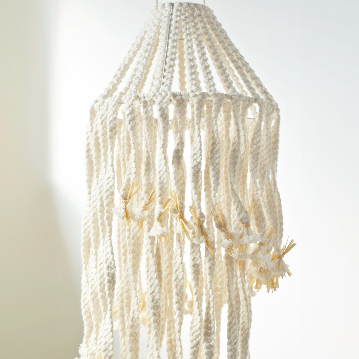 Abajur em macramé Espiral, MACRAMAR natural, MACRAMAR