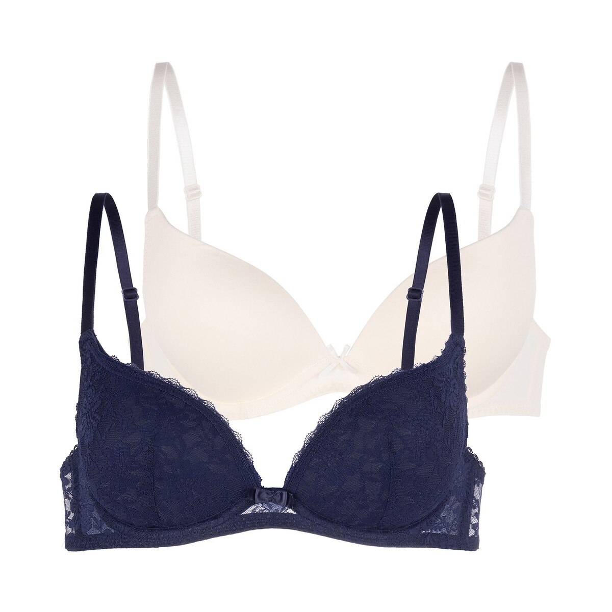 Lot de 2 soutiens-gorge push-up SONIA ivoire/marine, DORINA