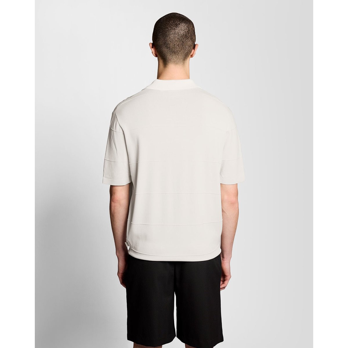 Polo col ouvert fin en maille gris lucarne, LYLE & SCOTT