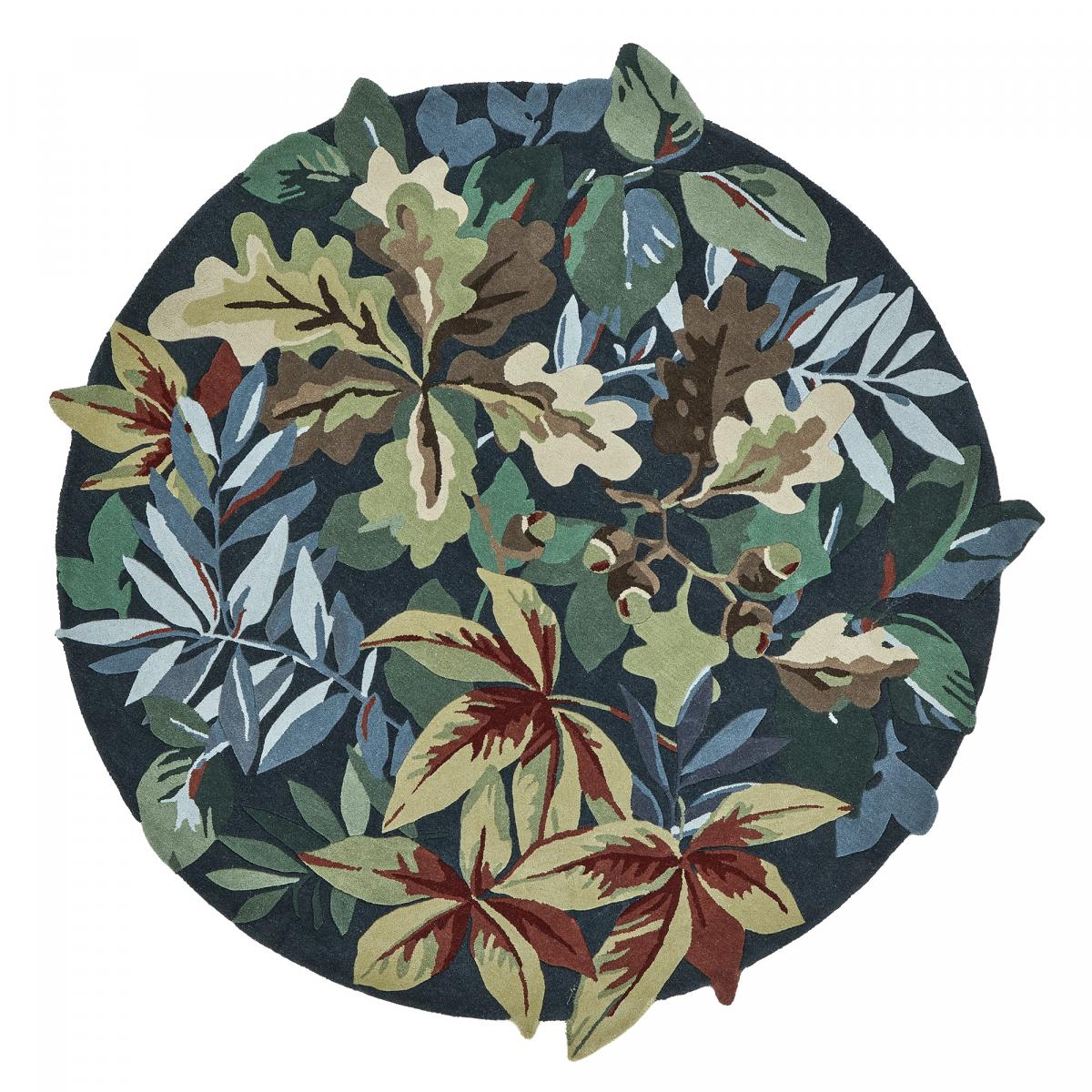 Tapis salon et chambre fait main en laine motif floral ROBINS vert, bleu, UN AMOUR DE TAPIS