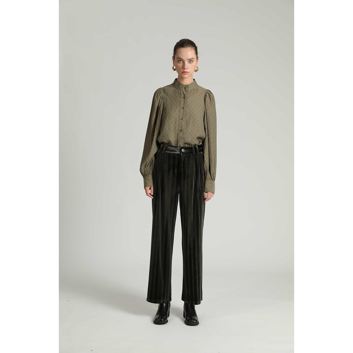Pantaloni dritti in velluto verde scuro, SEE U SOON