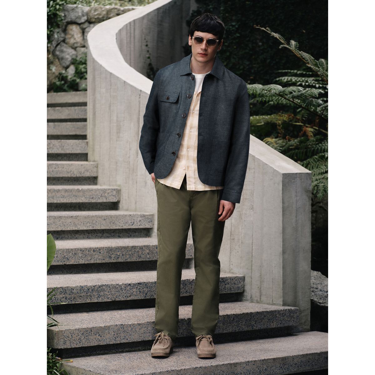 Pantalon chino d’été à deux plis vert, NEXT