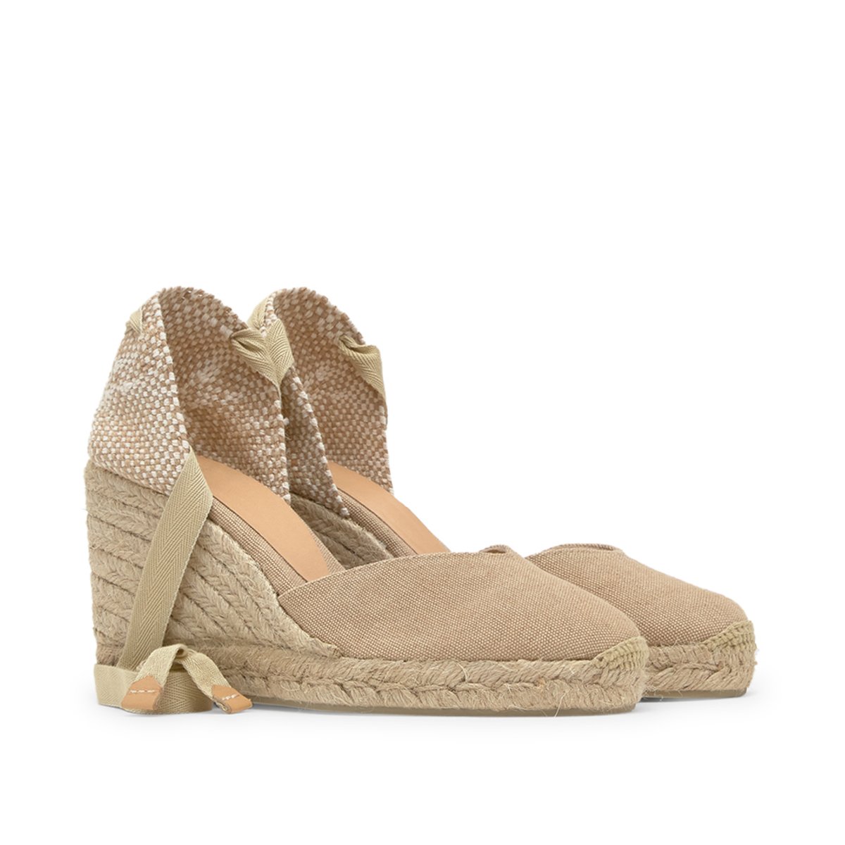Espadrilles compensées en jute tressée à découpe en V CHIARA PLATFORM sable, CASTANER
