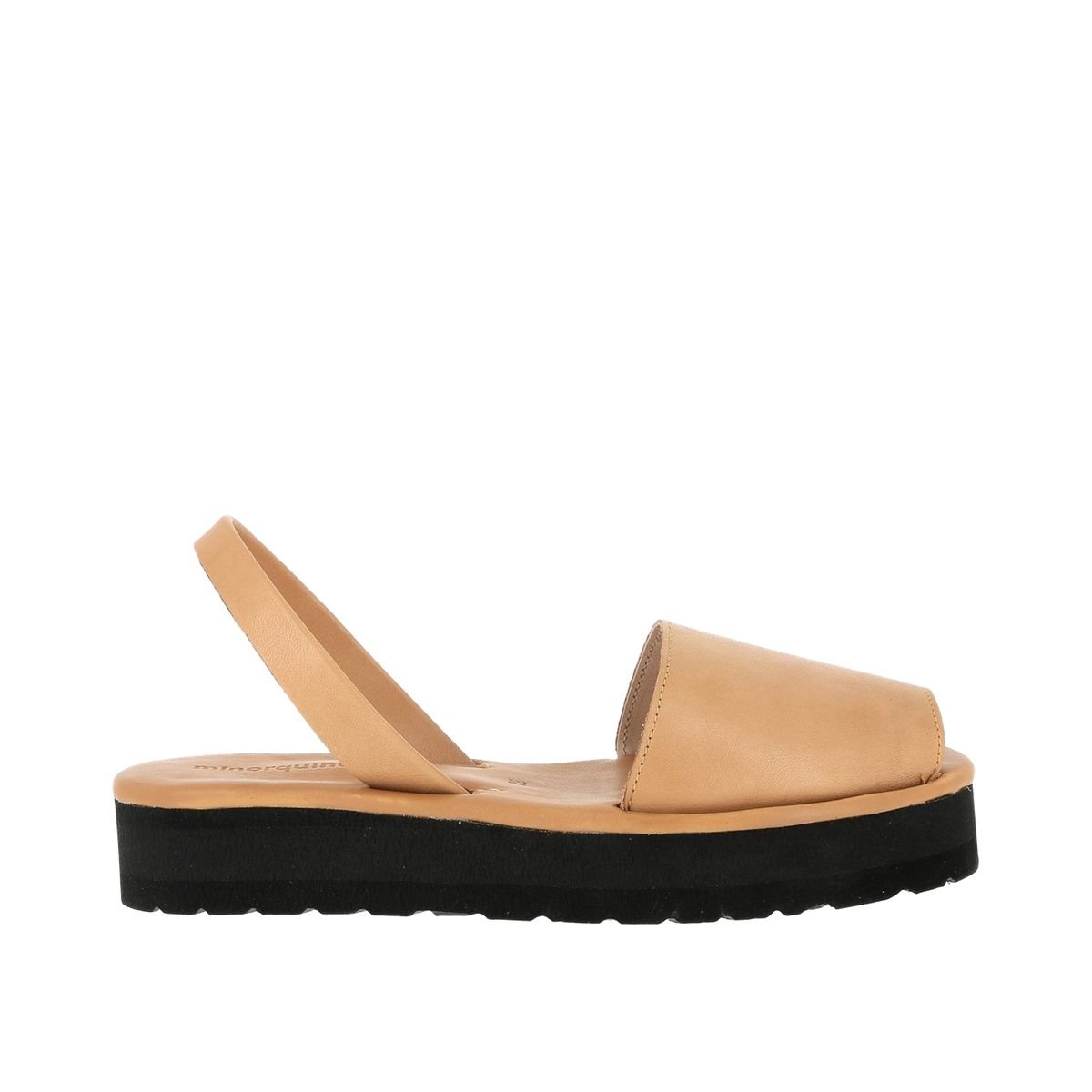 Sandales en cuir à plateforme AVARCA PLATJA camel, MINORQUINES