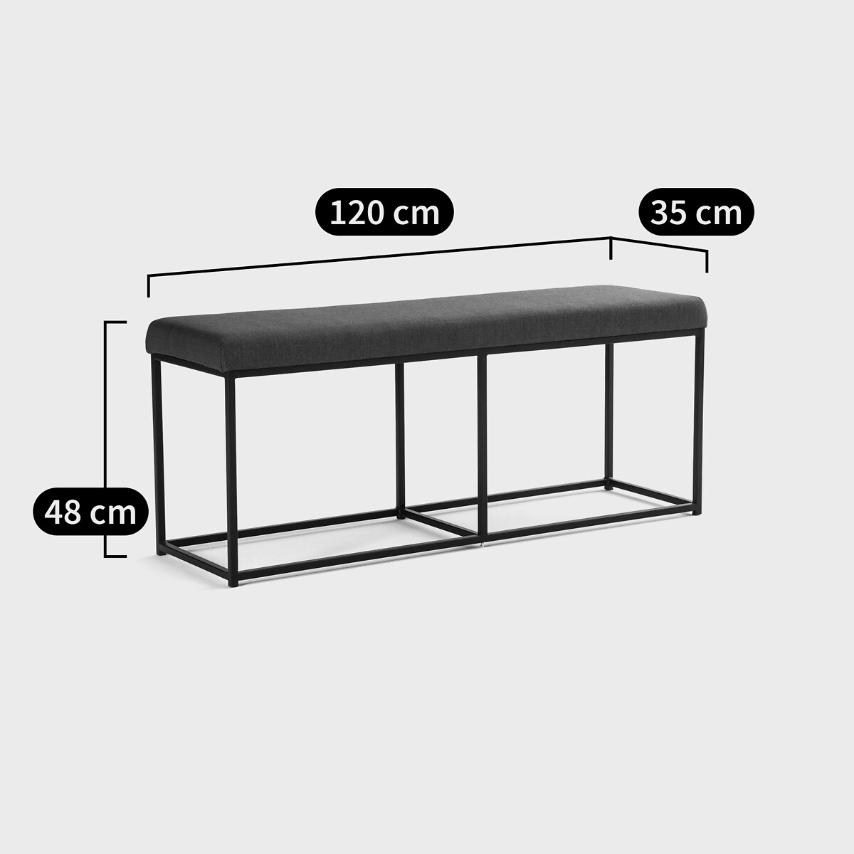 Banc rembourré, Miva gris anthracite, LA REDOUTE INTERIEURS