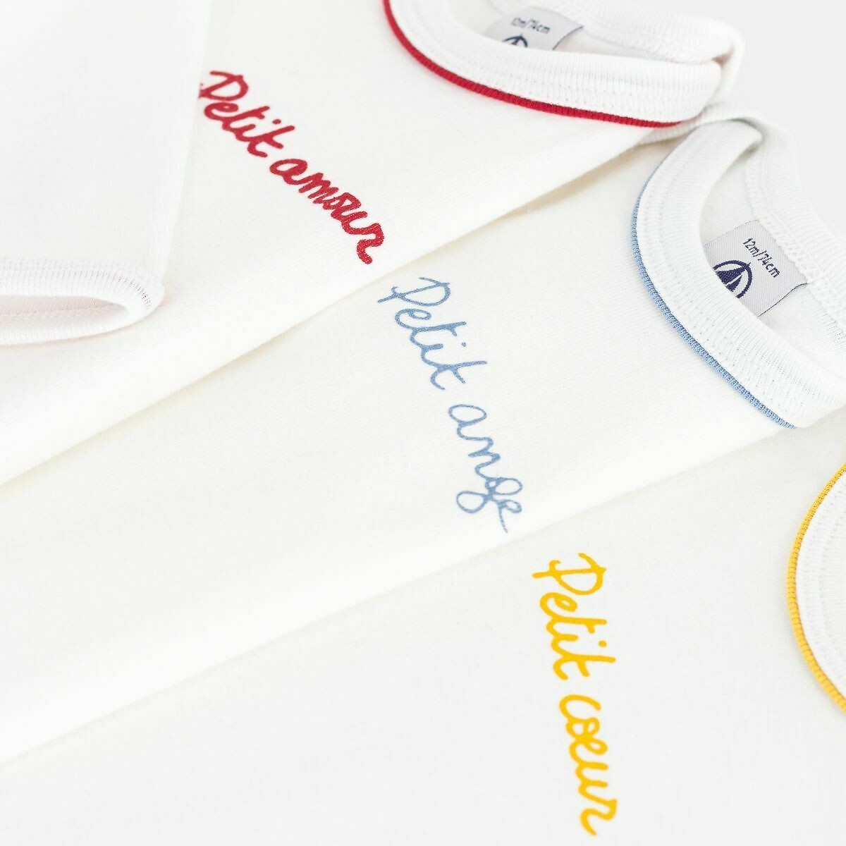 Pack of 3 Bodysuits with Long Sleeves white, PETIT BATEAU