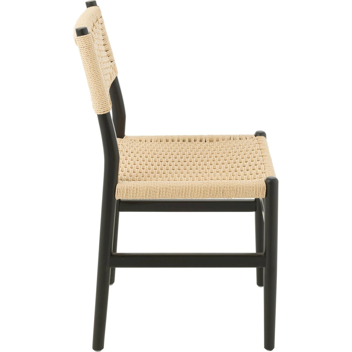 Chaise en hêtre et corde tressée noir et naturel, RECOLLECTION