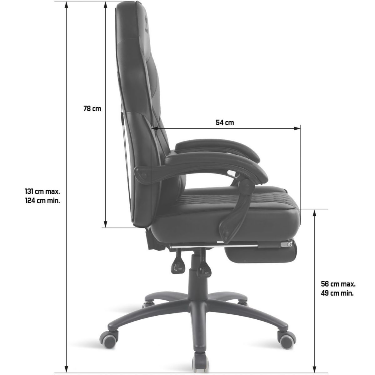 Chaise gaming MUSTANG SERIES - BLACK couleur unique, SPIRIT OF GAMER