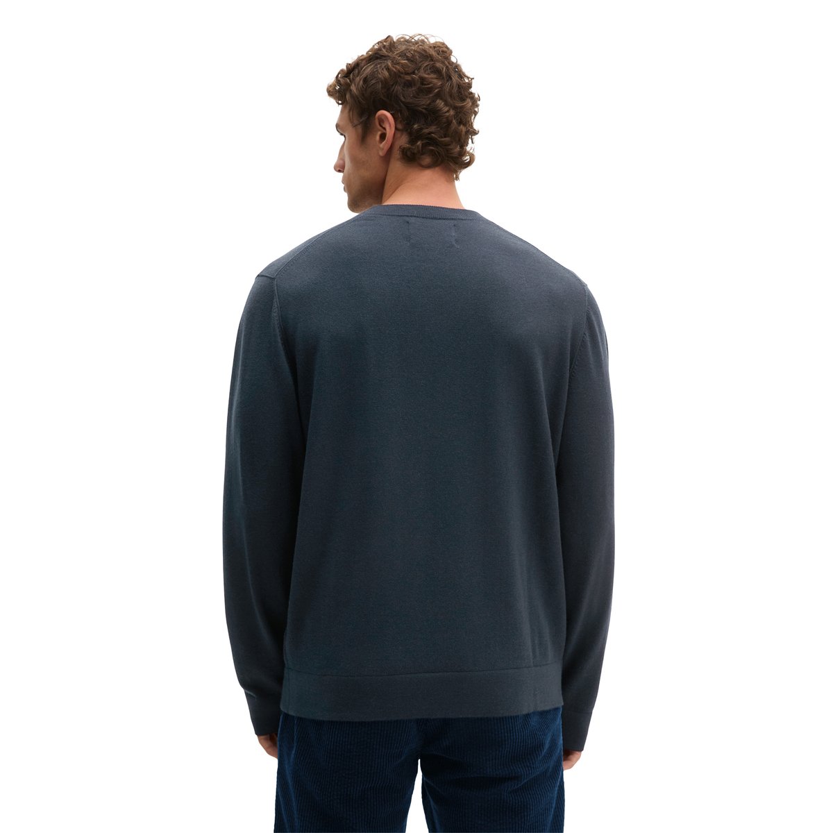 Pull à col en V, coupe classique en laine mérinos fine blaubleu, MARC O'POLO