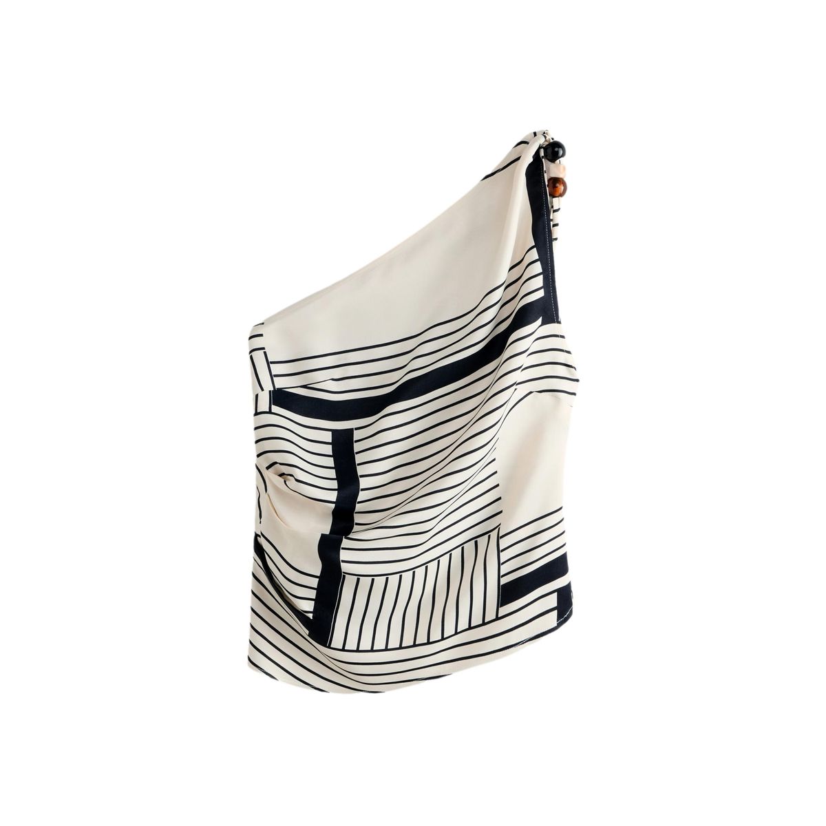 Haut asymétrique rayé avec foulard à nouer monochrome, NEXT