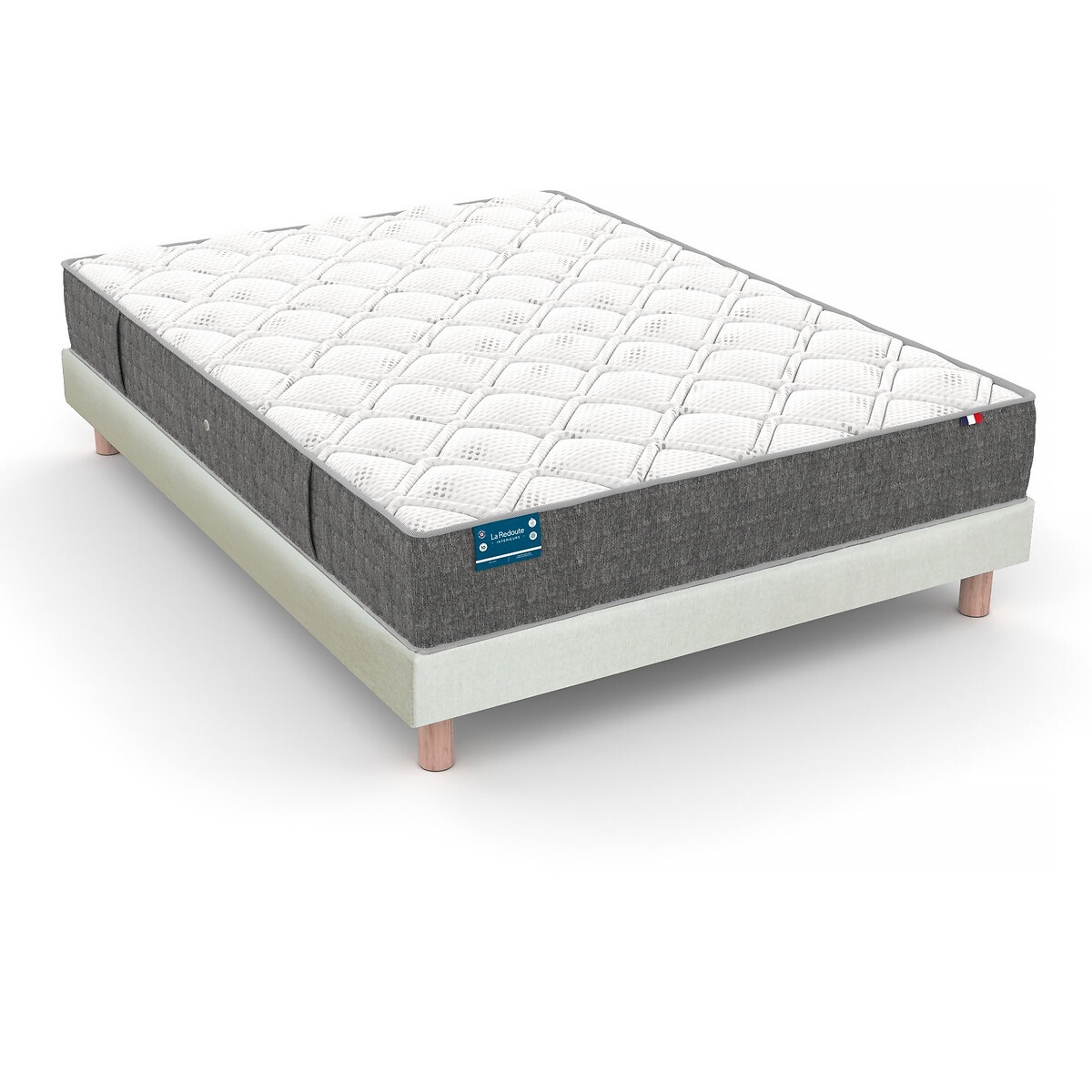 Ensemble matelas latex, 5 zones, soutien très ferme, accueil tonique et sommier ecru, LA REDOUTE INTERIEURS