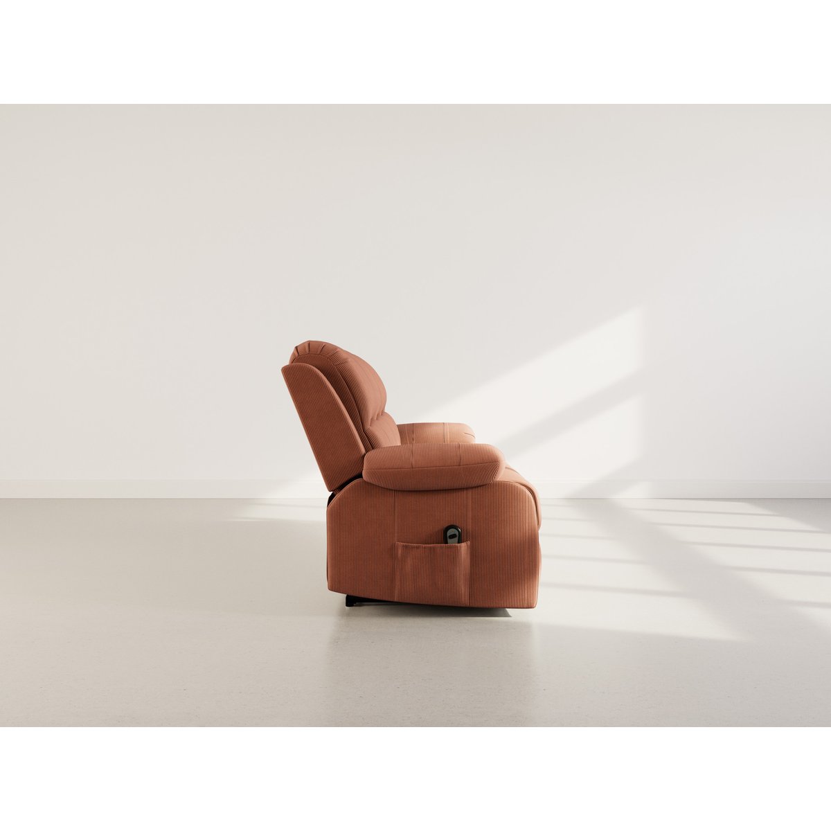 Canapé relax électrique velours côtelé 3pl, ARMAND terracotta, BEST MOBILIER