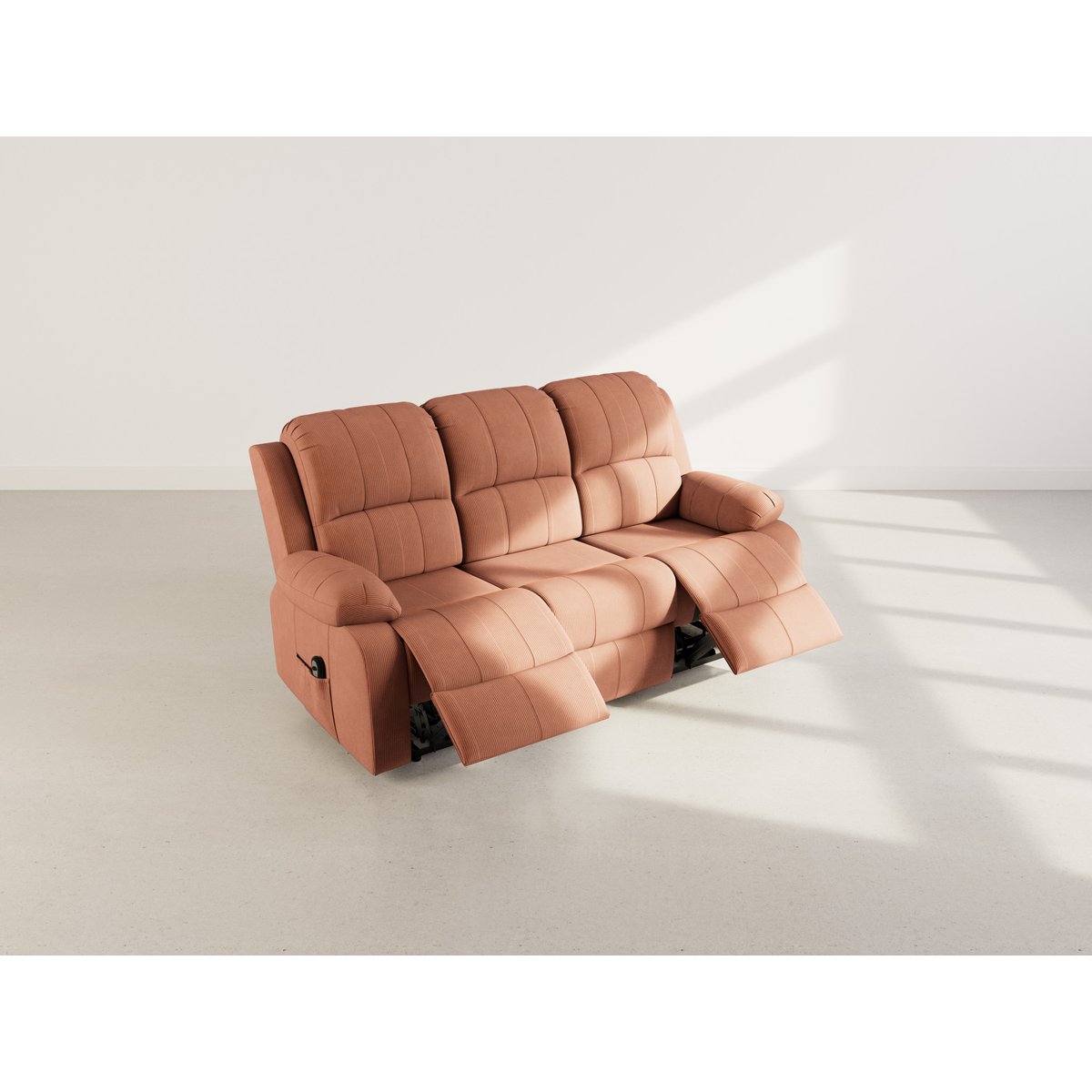 Canapé relax électrique velours côtelé 3pl, ARMAND terracotta, BEST MOBILIER