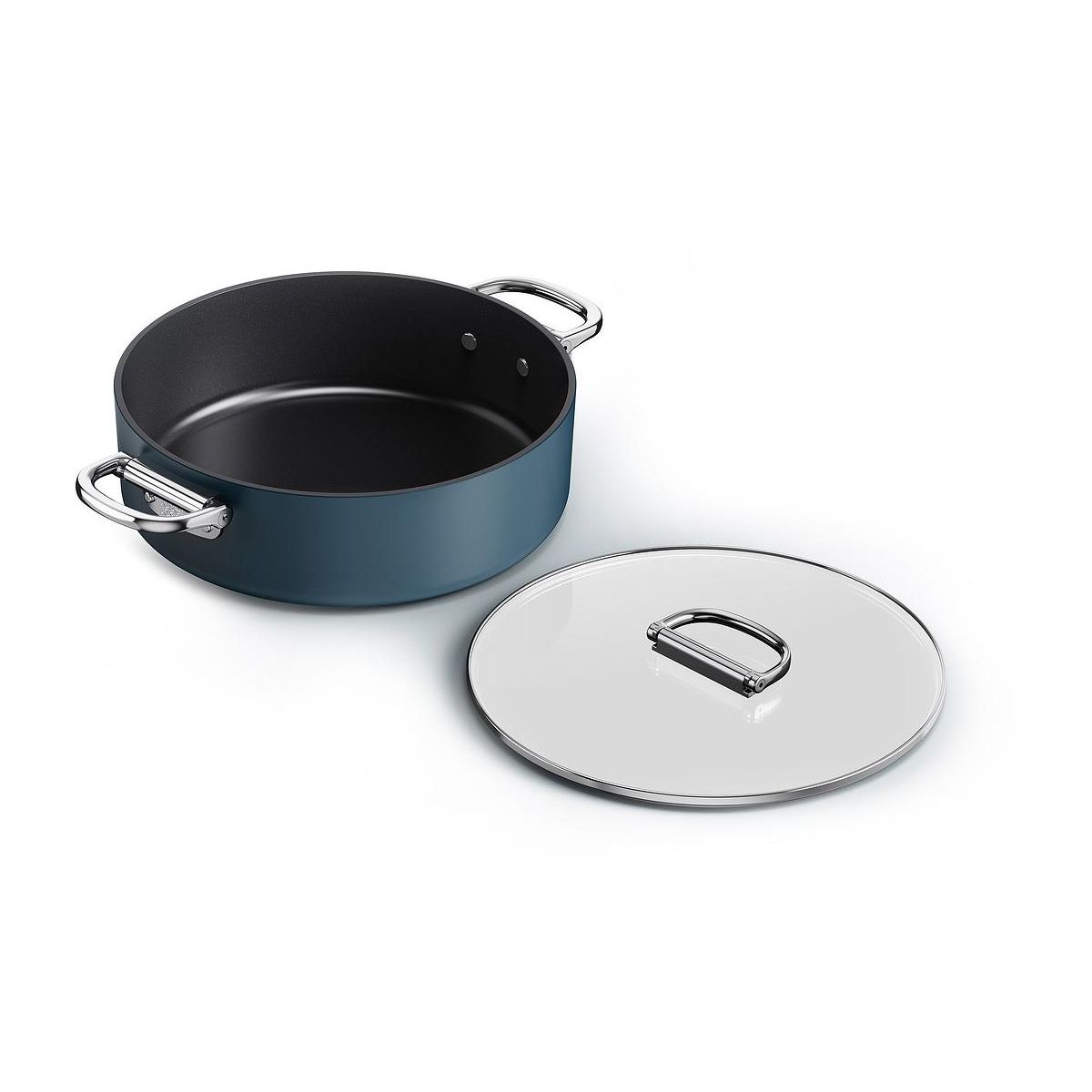 Cocotte Space de 28 cm 2 poignées avec couvercle bleu, JOSEPH JOSEPH