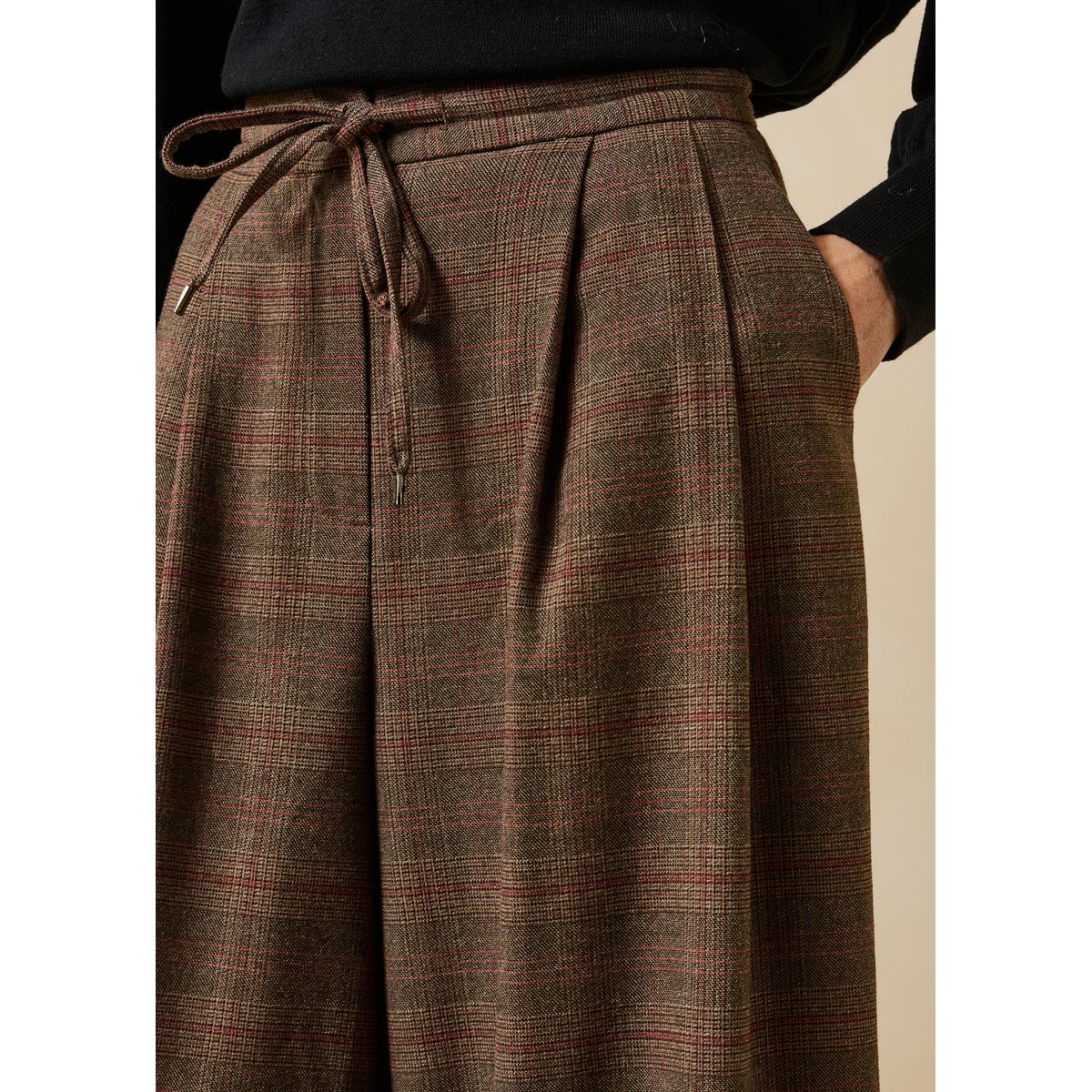 Pantalon large à carreaux rouille, LA FEE MARABOUTEE