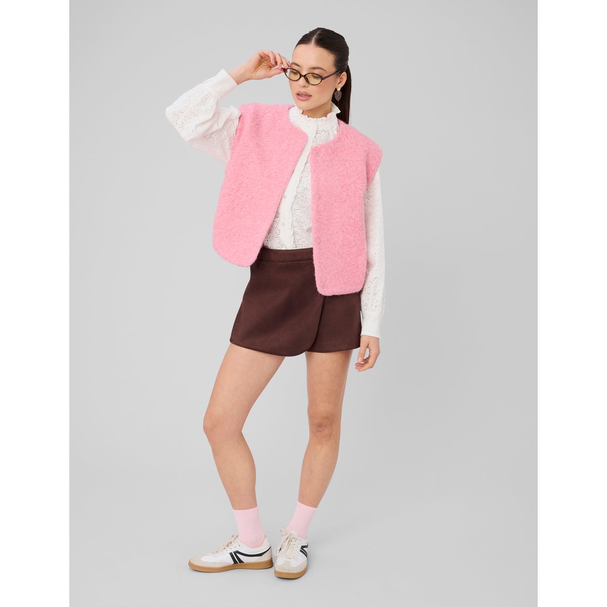 Jupe short suédine marron foncée, BZB
