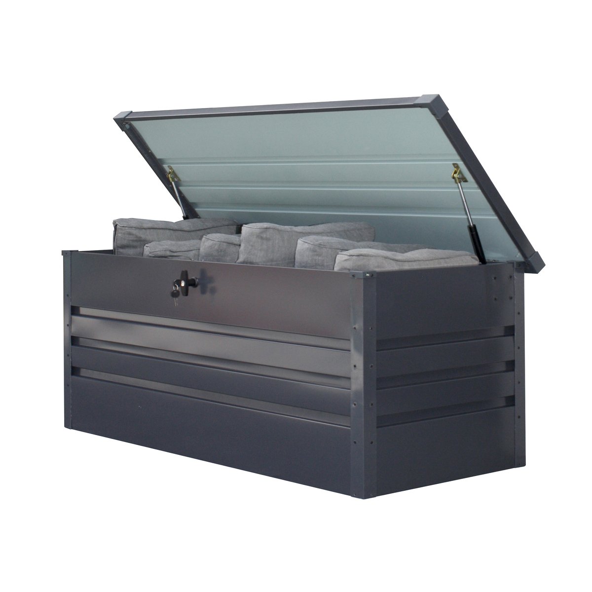 Coffre de jardin en acier galvanisé 600L SCATOLA gris anthracite, CITY GARDEN