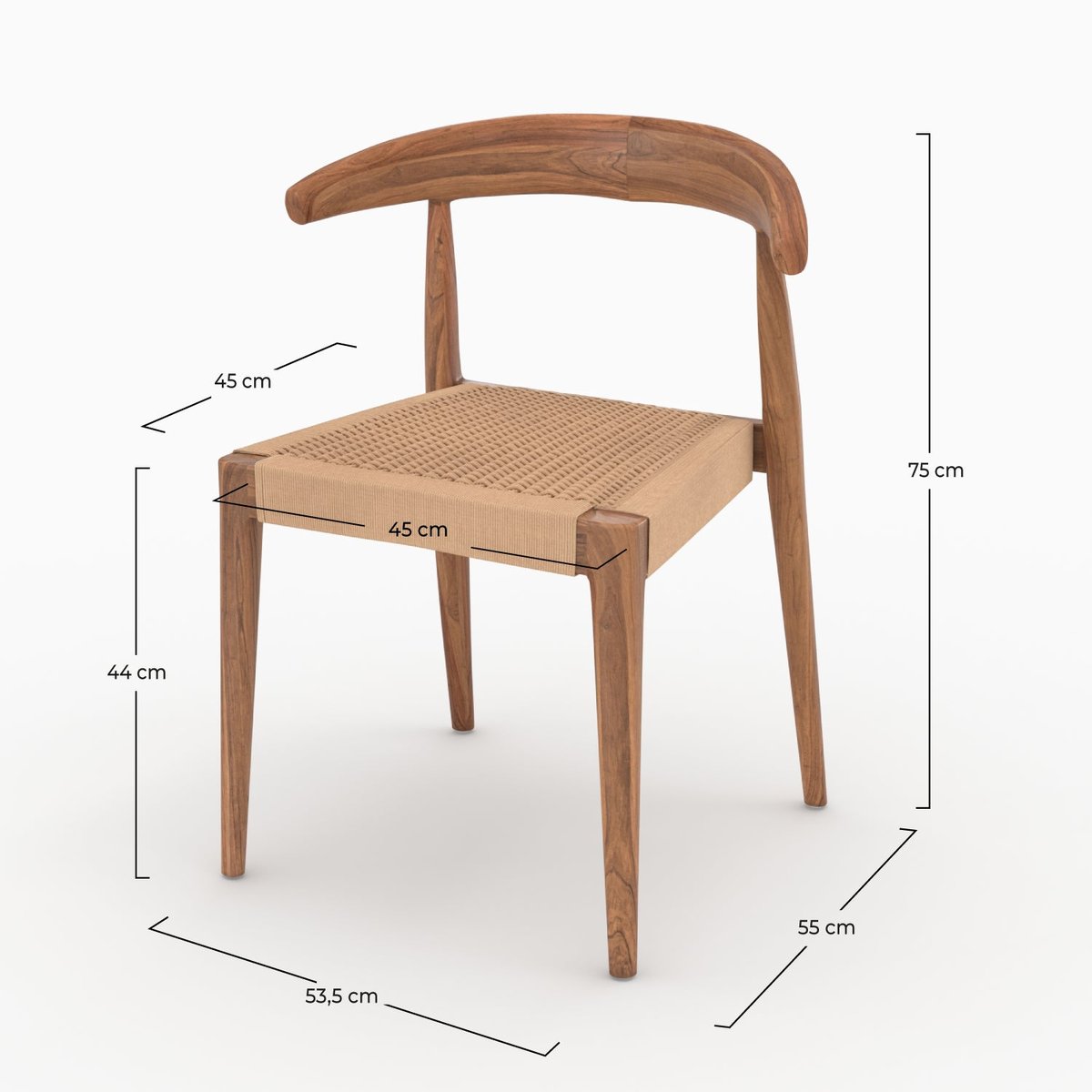 Lot de 2 chaises en bois de teck et cordage type loom - ALIA marron clair, MAISON PAVANE