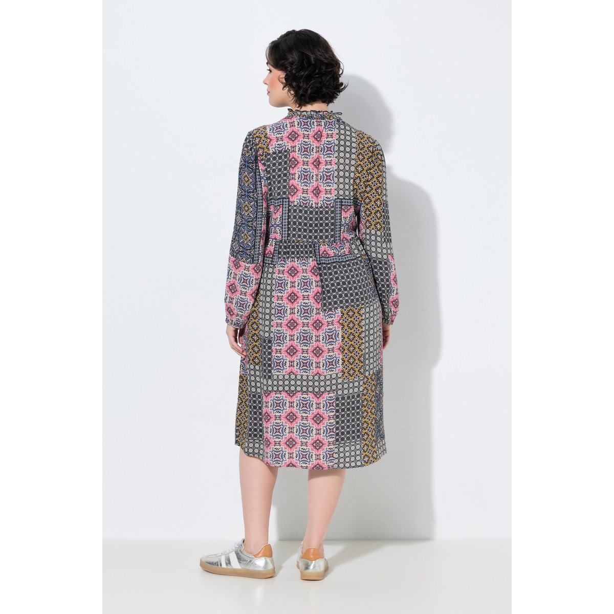 Robe midi, jeu de motifs moutarde, ULLA POPKEN