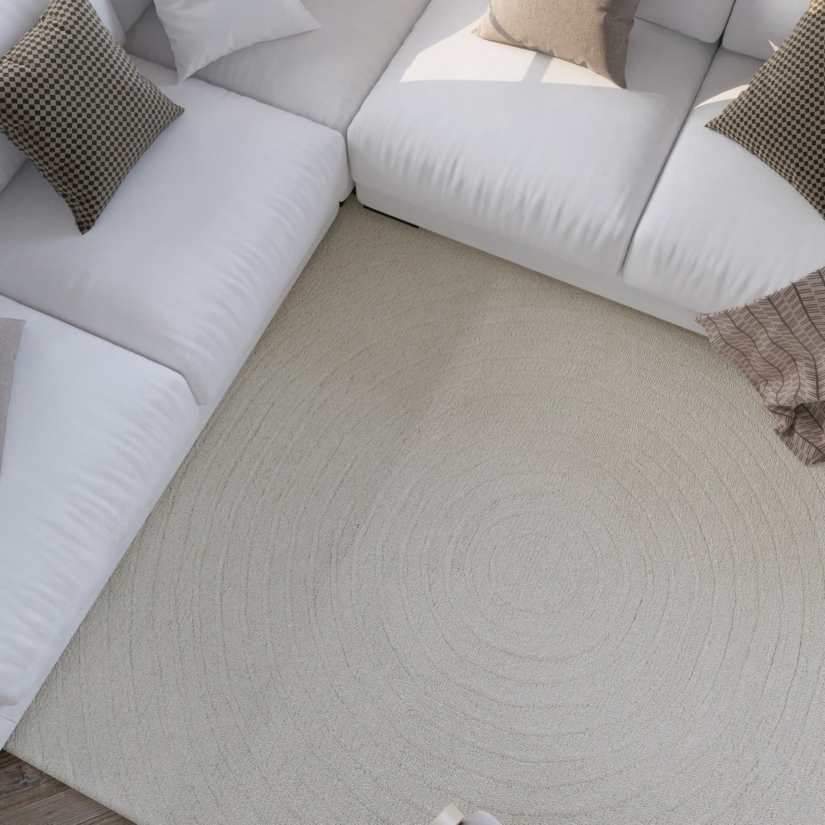 Tapis texturé en relief cerclé , HAMPTONS NINETEEN blanc crème, WECON HOME