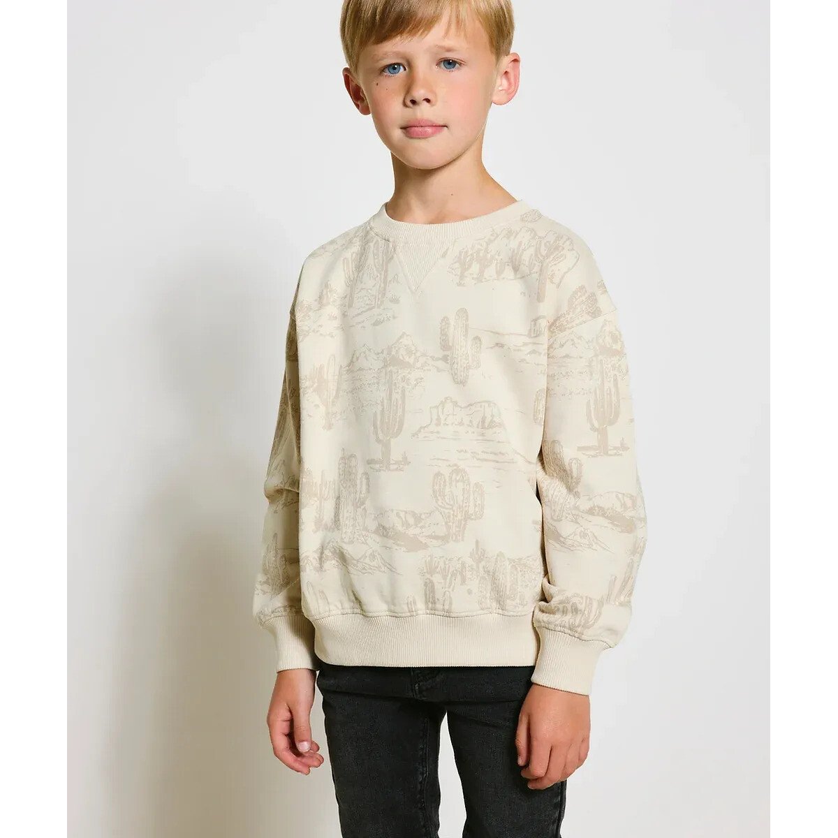 Desert Print Sweatshirt with Crew Neck light beige, TAPE A L'OEIL
