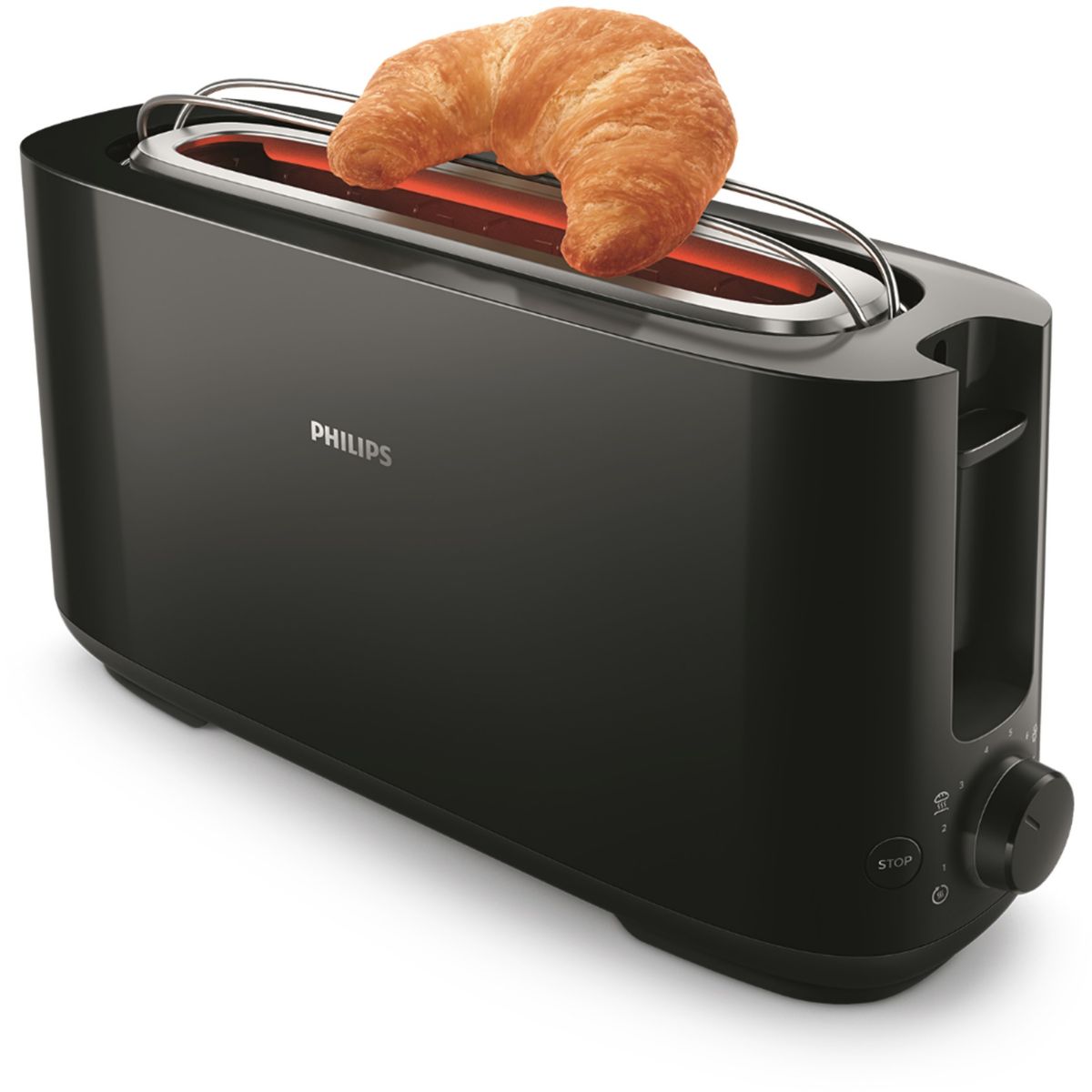Grille-pain HD2590/90 Toaster noir Daily, 1 fente longue, 830W blanc, PHILIPS