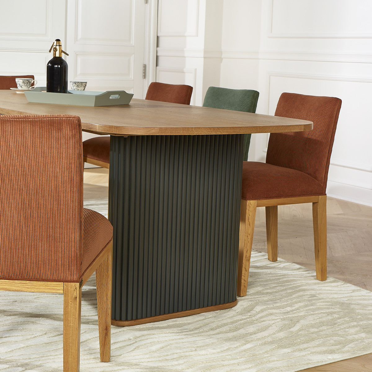 Table rectangulaire en chêne 10 couverts JOEL gris, ROBIN DES BOIS