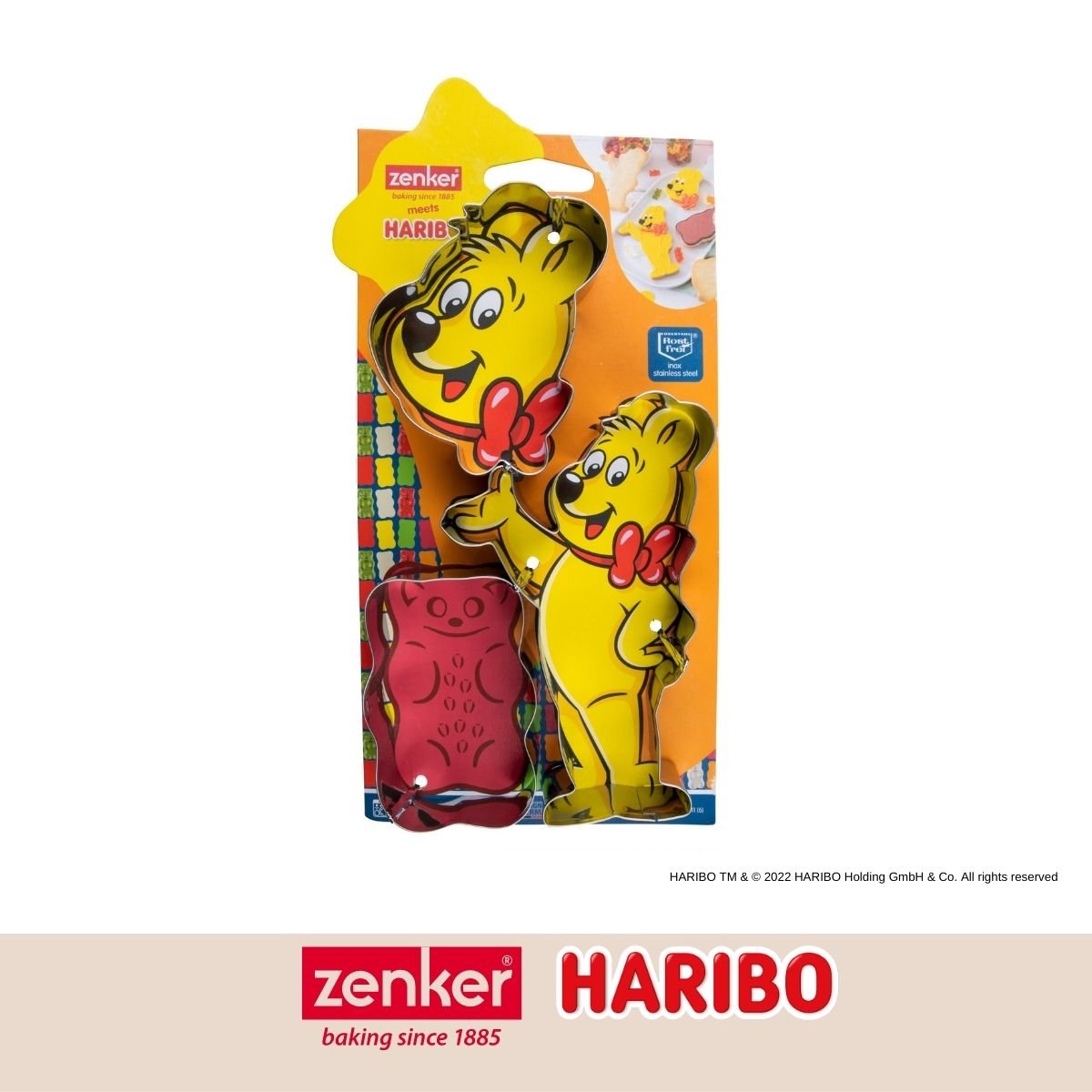 Lot de 3 emporte-pièces oursons HARIBO inox, ZENKER