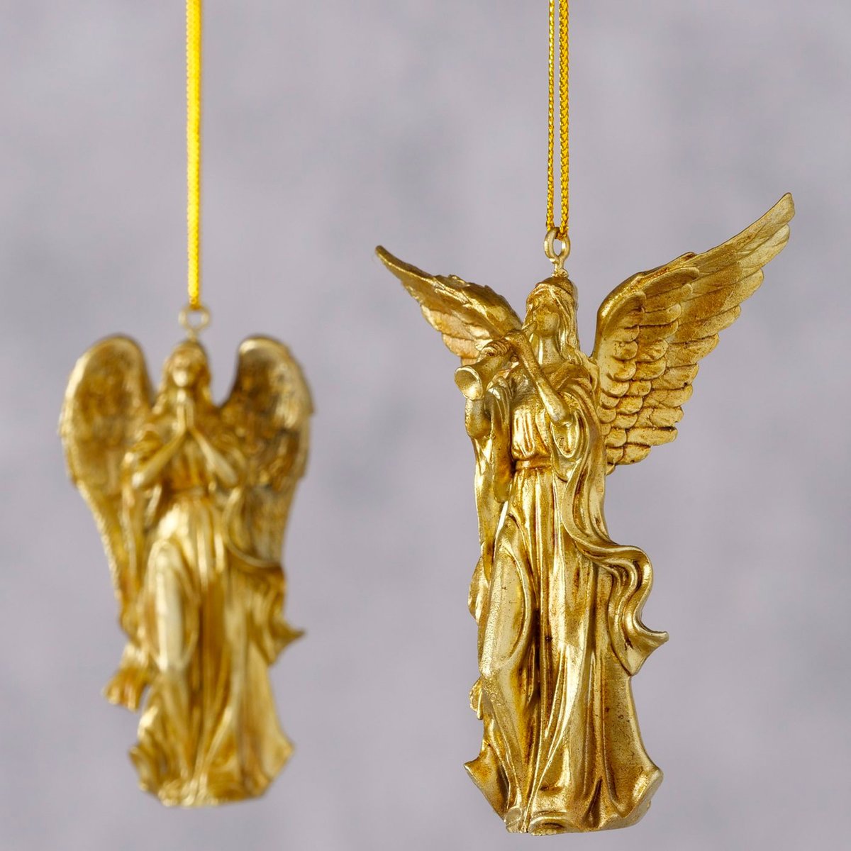 Set de 2 boules de Noël en résine dorée anges 6.5x2.5x8cm doré, WADIGA