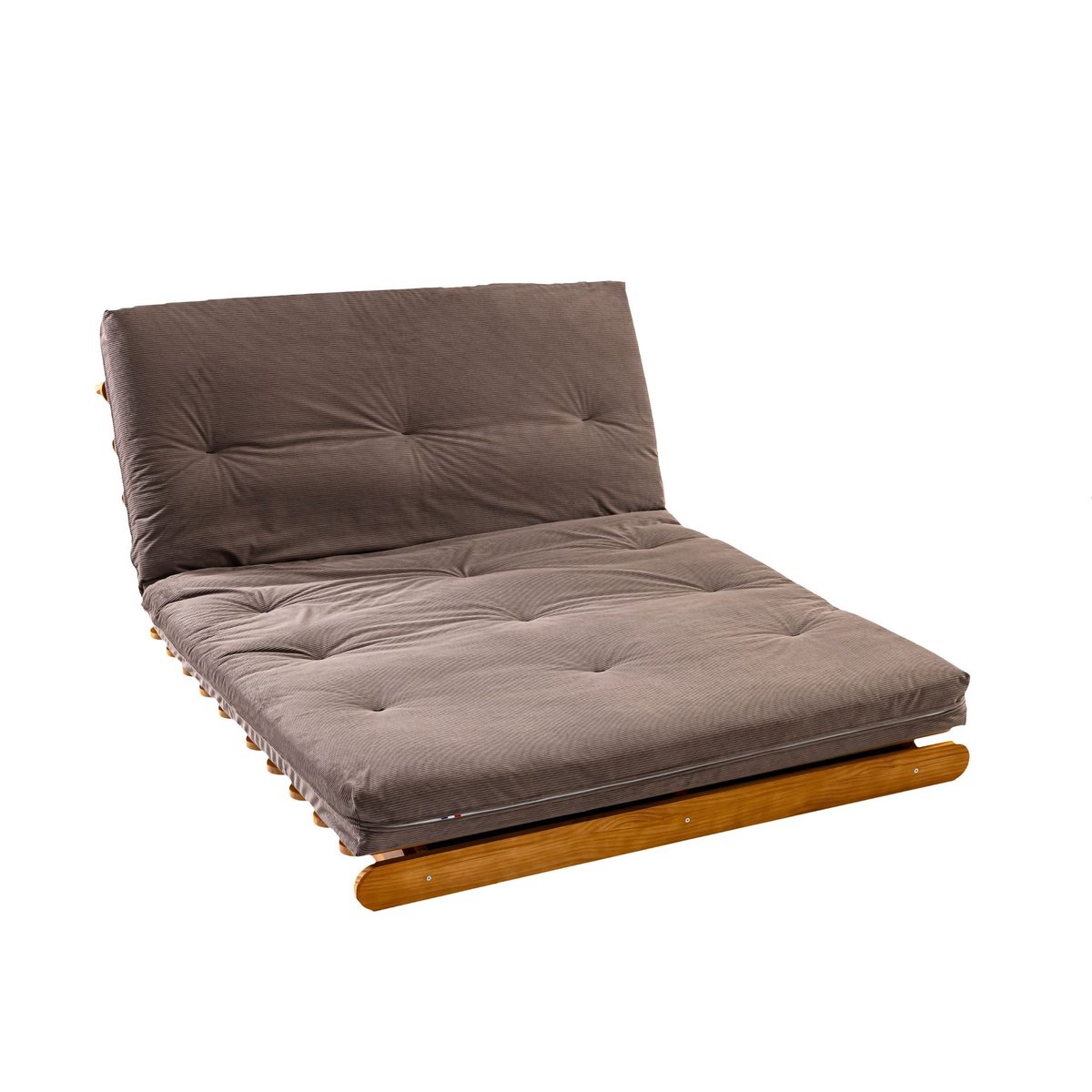 Ensemble banquette et matelas futon latex confort ferme velours côtelé marron, TERRE DE NUIT