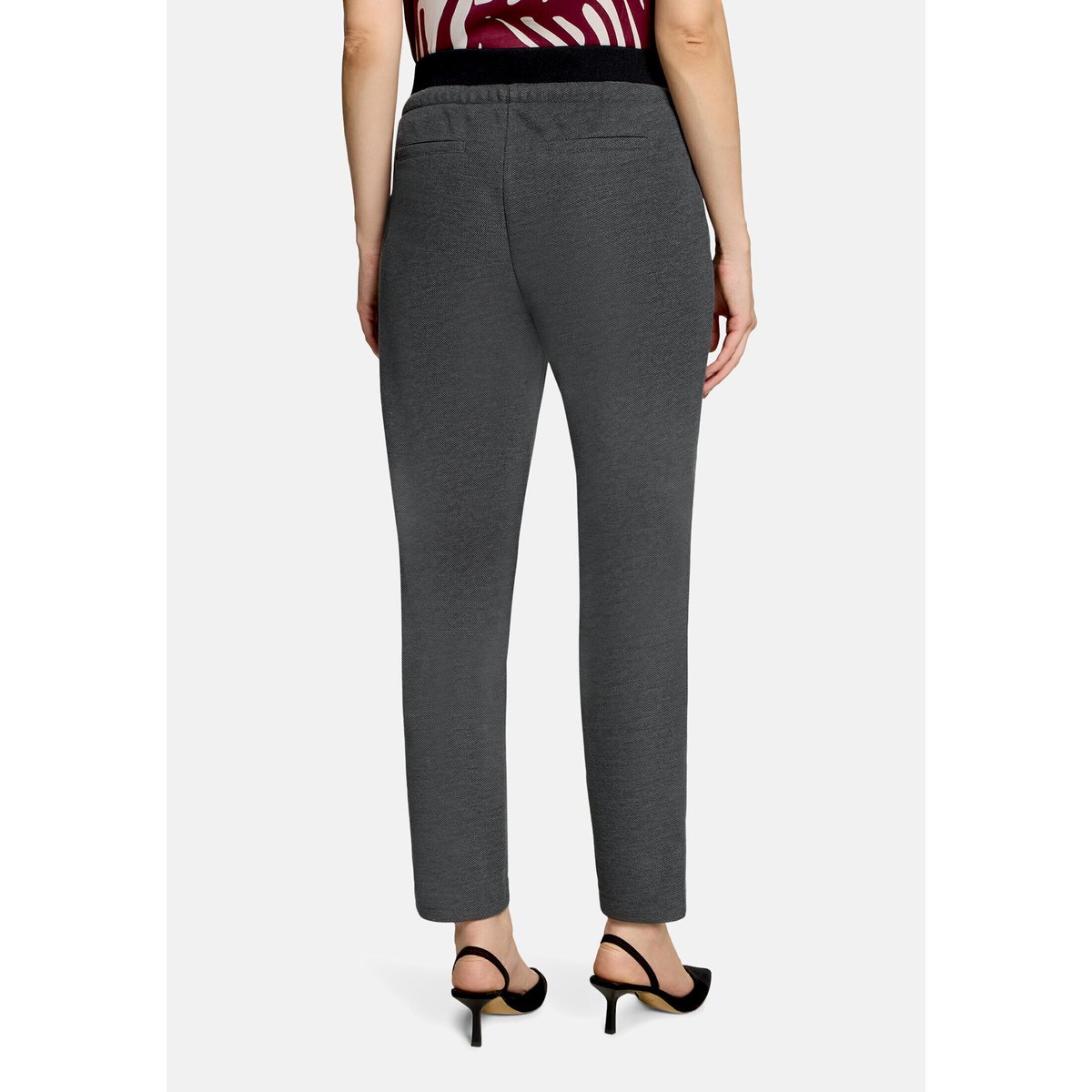Pantalon à enfiler à motifs gris/noir, BETTY & CO