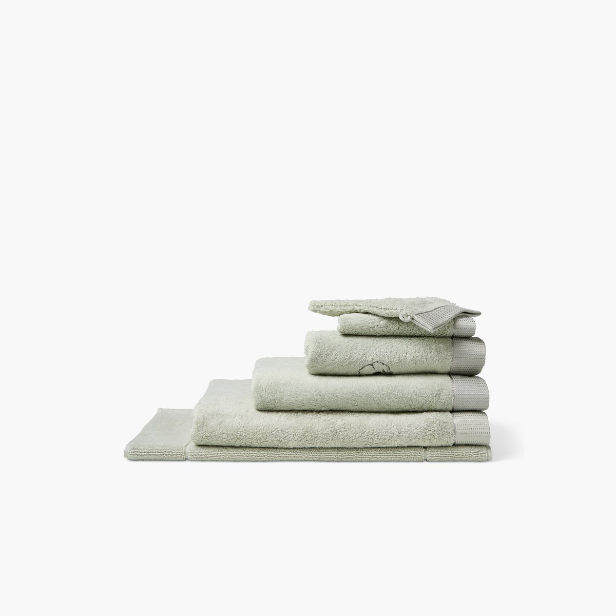 Serviette de toilette EPHÉLIA jade, CARRE BLANC
