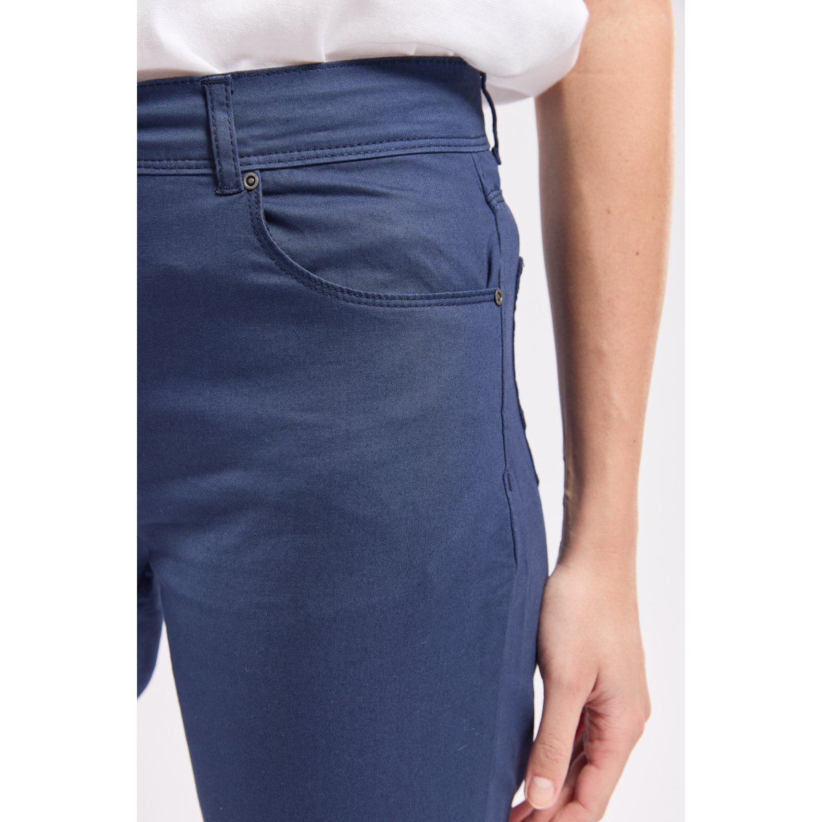 Bermuda droit en coton LINARI navy, BERMUDES